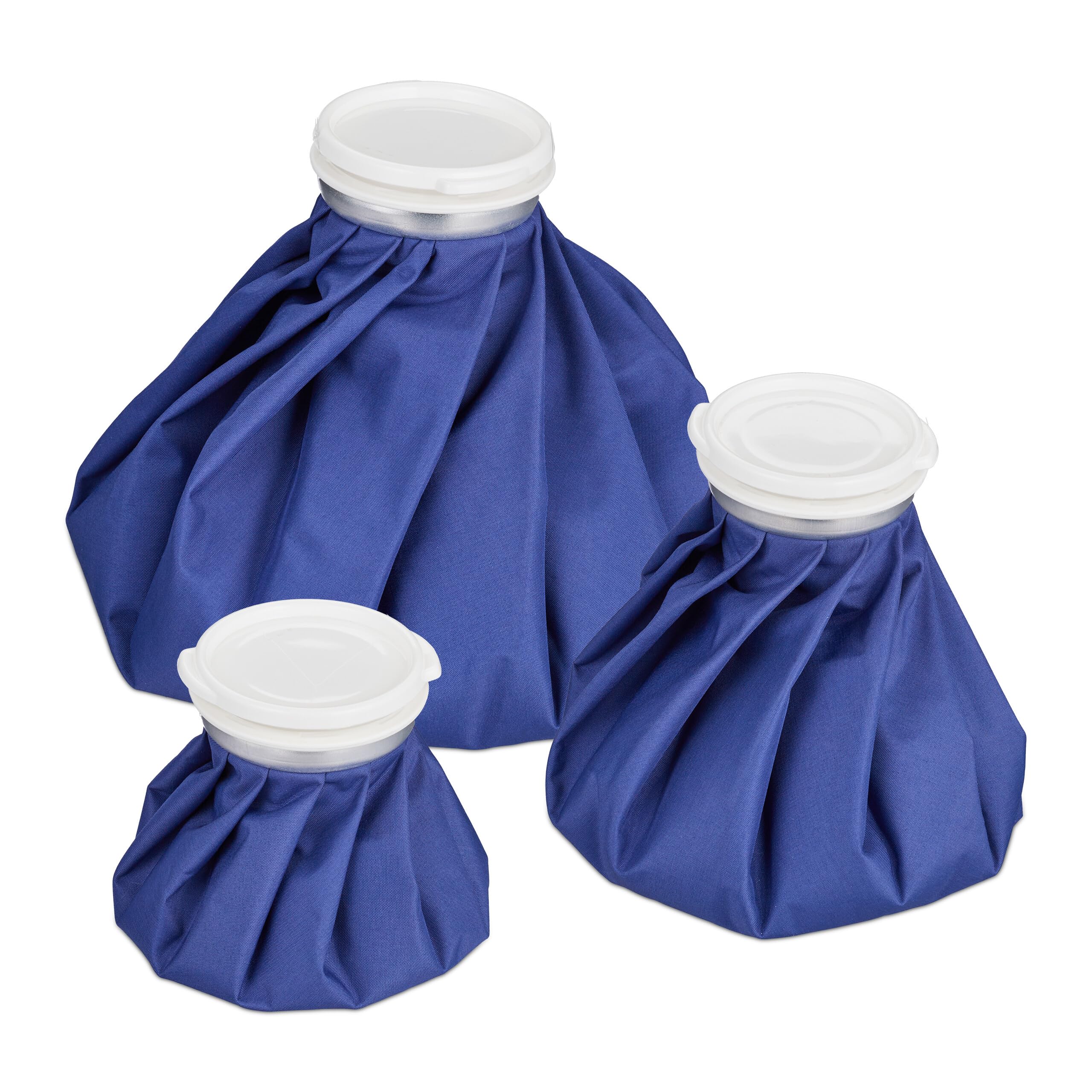 Relaxdays Eisbeutel zum Kühlen, 3 Kühlpads, Warm- & Kaltanwendung, auslaufsicher, wiederverwendbar, elastisch, blau