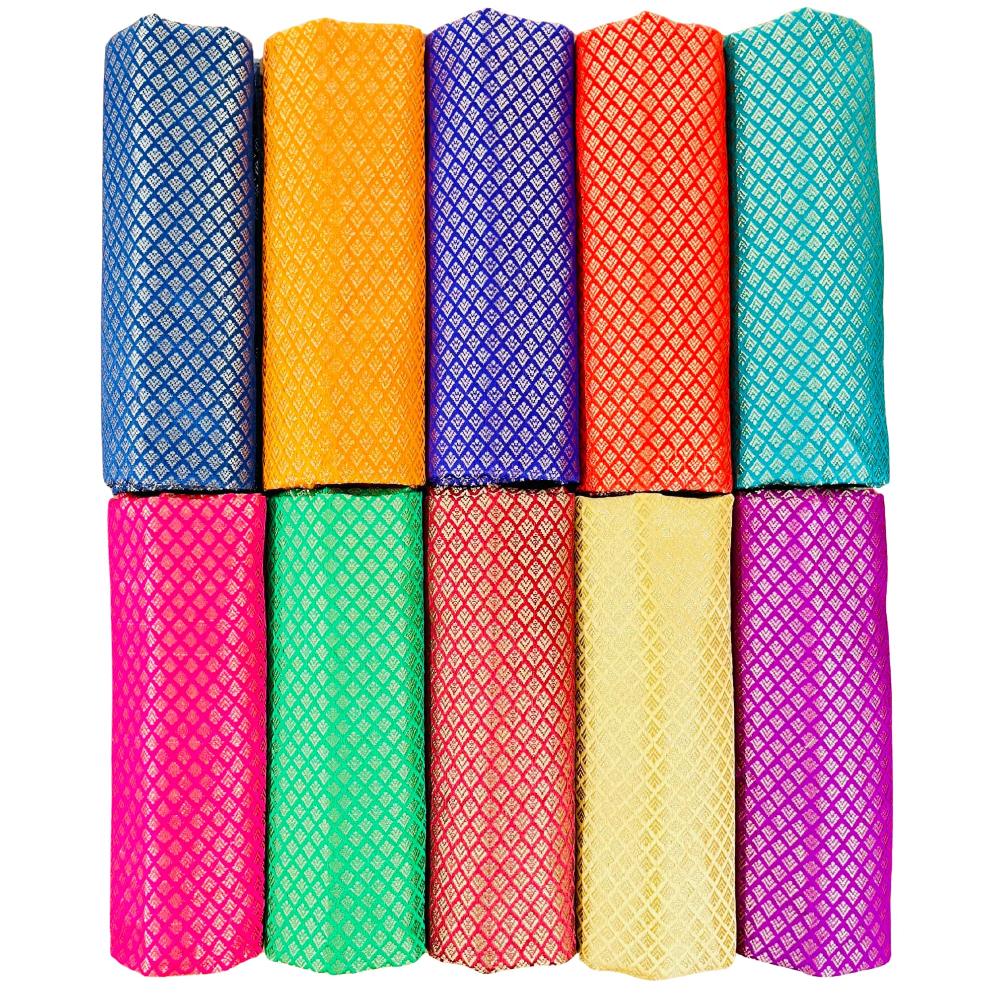 Unstitched Blouse Piece, Cotton, Small Geometric Print Design, Traditional Indian Style, Pack of 10, 1 Meter Each