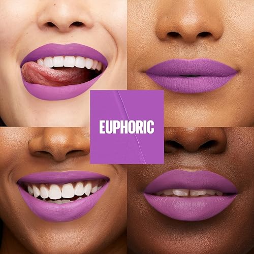 Miniatura 2 de Maybelline Super Stay Matte Ink Liquid Lip Color, colección Moodmakers, larga duración, maquillaje de labios a prueba de transferencia, eufórico, 1