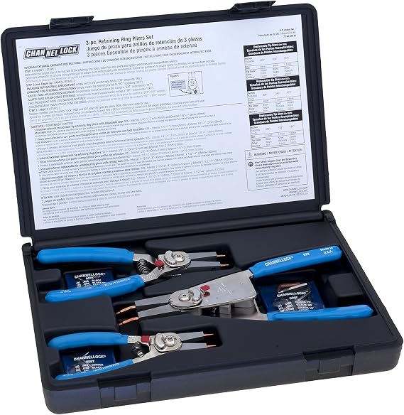 Channellock RT-3 Convertible Retaining Ring Plier Set, 3-Piece, Blue