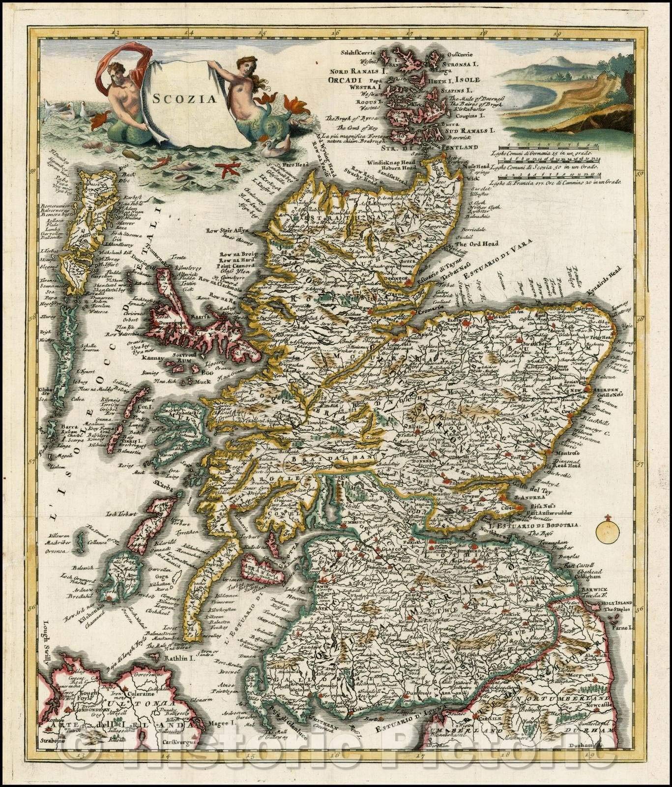 Amazon.com: Scotland 1743 Historical Map Print - Hand-Colored
