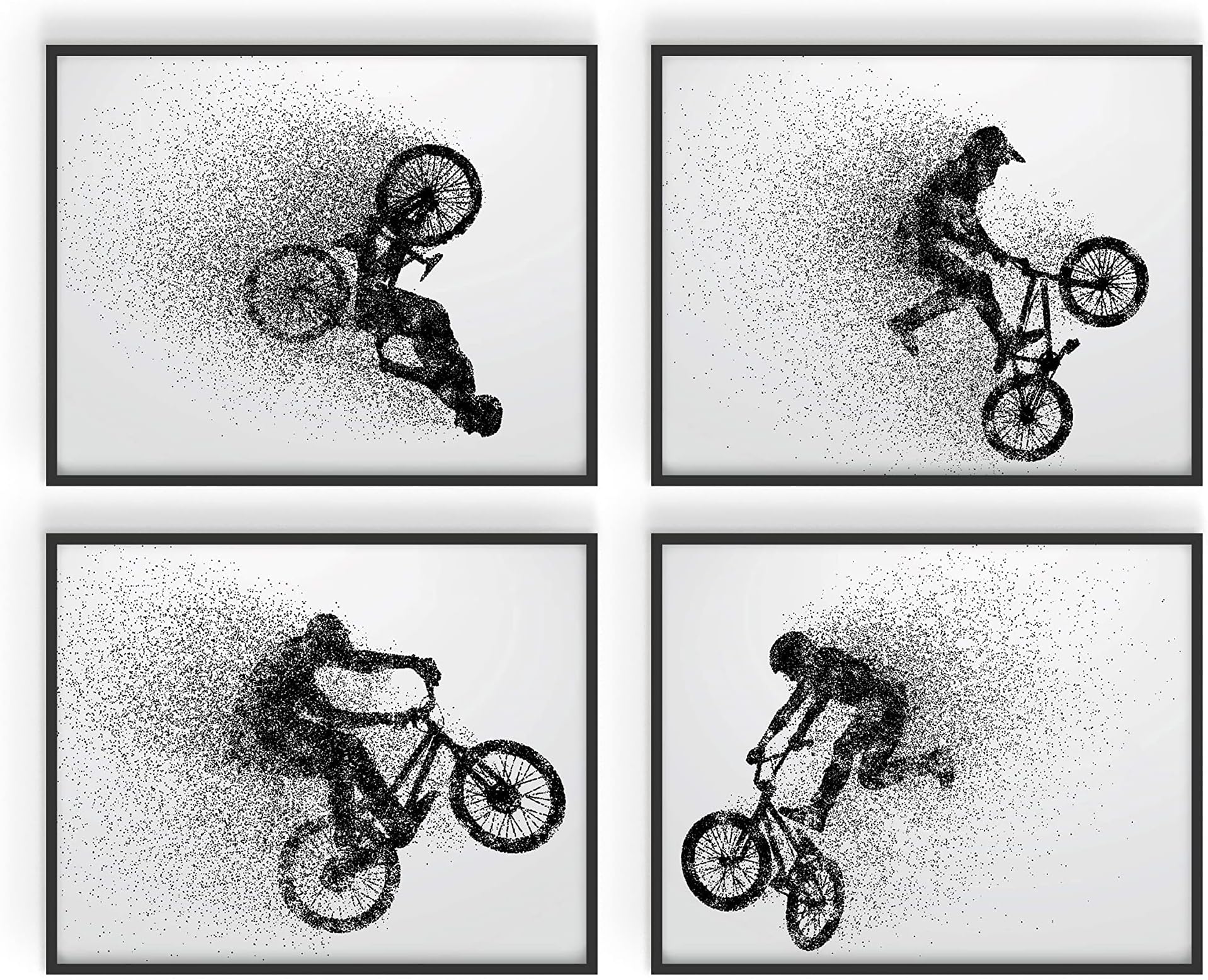 Summit Designs BMX Bike Wall Art Prints - Set Of 4 (8x10) Extreme Sports - Unframed Posters, Room For Men Kids Teenagers, Poster Set For Bedroom Man Cave, Boys Bedroom, Prints