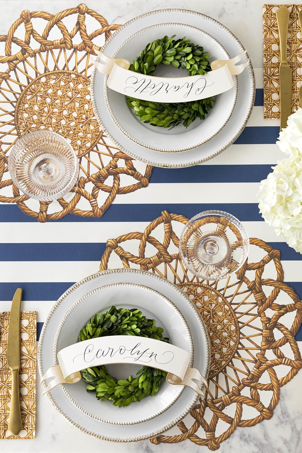 Rattan Brown Round Paper Placemats - Disposable Placemats for Dining Table for Spring Summer Season - 12 Sheets Per Pad American Made