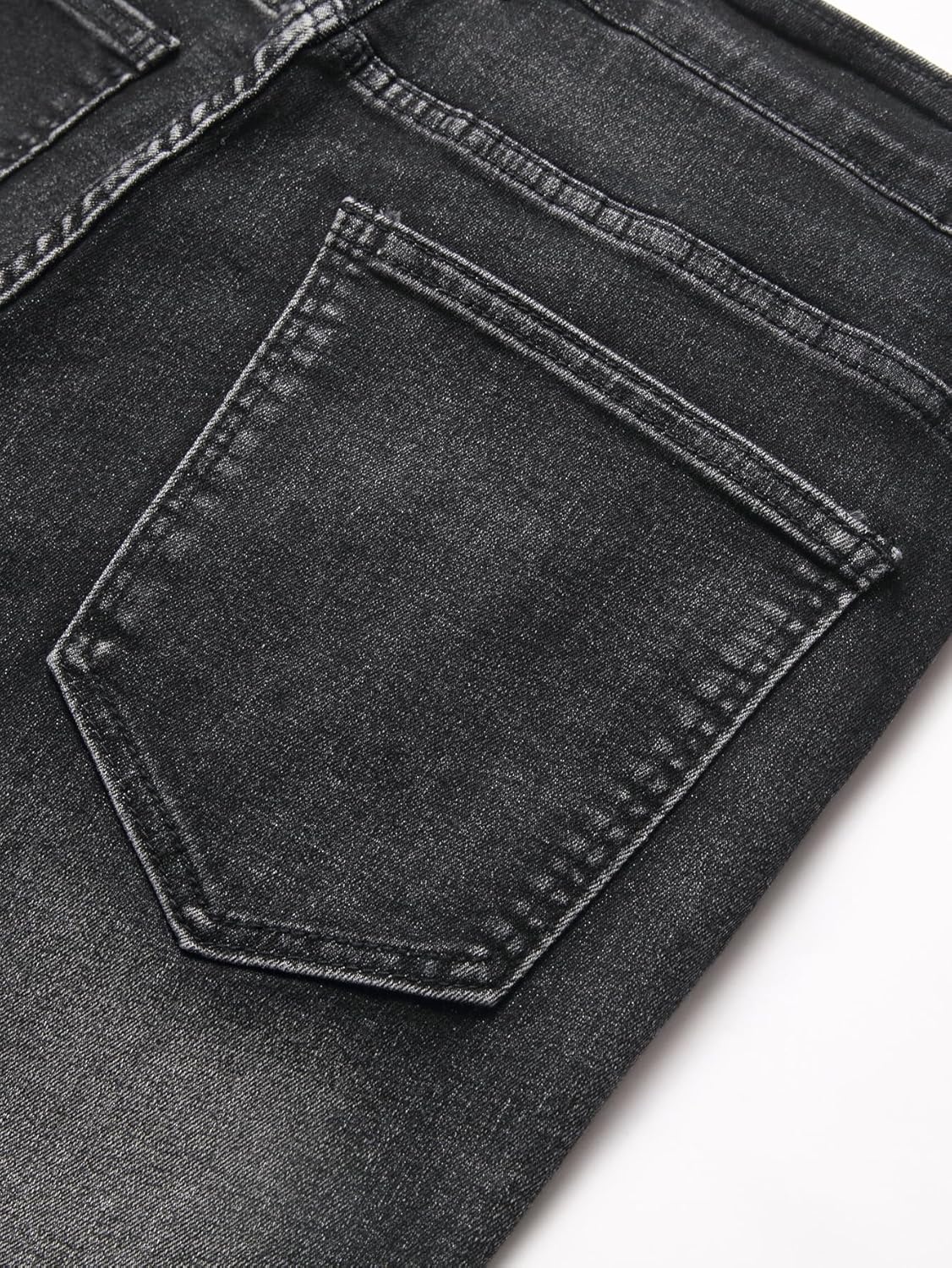 Men's Slim Fit Stretch Jeans Ripped Distressed Straight Leg Fashion Black Pants - Image 6