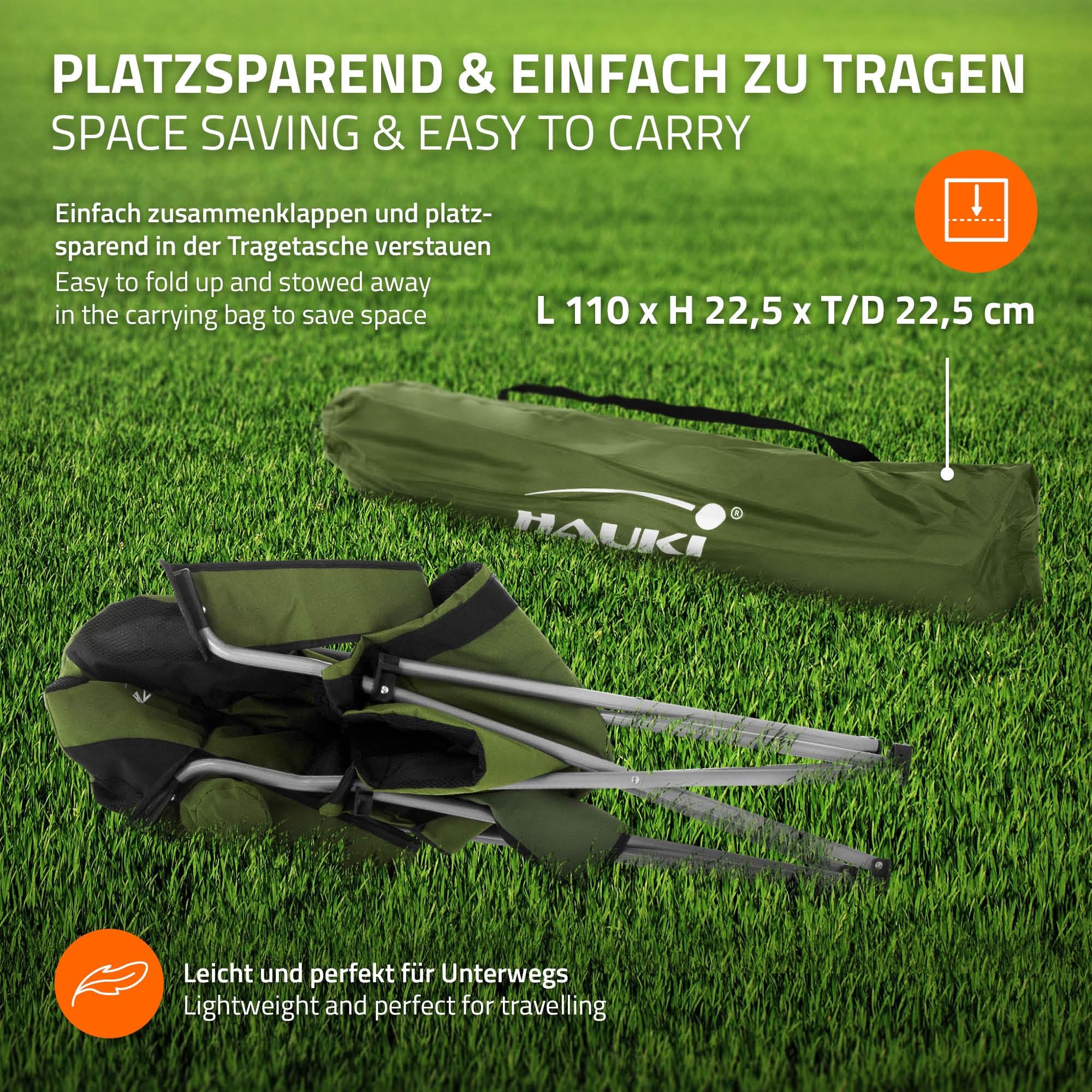 Hauki Set di Mobili da Campeggio 3 Pezzi con Tavolo Pieghevole Beige e 2 Sedie Kaki per 2 Persone con Borsa da Trasporto Struttura in Alluminio con 2x Sedia da Pesca e da Giardino
