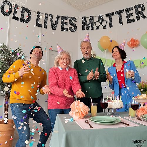 Miniatura 8 de KatchOn, Old Lives Matter Glitter Banner - 10 Feet  Black Old Lives Matter Banner for Happy Birthday Decorations  Black and Gold Happy Birthday