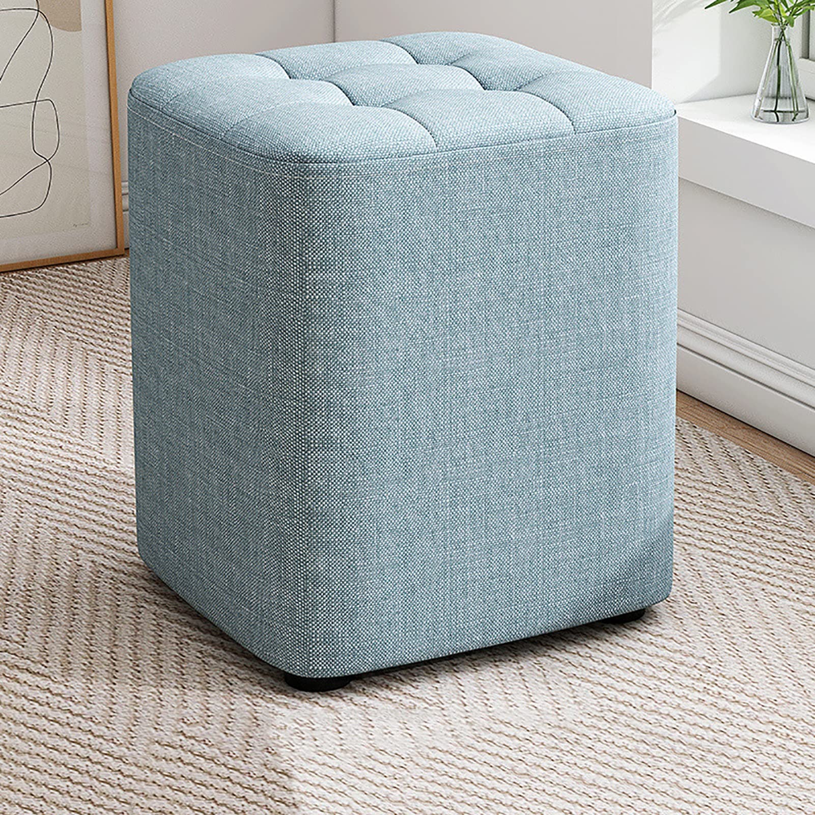 Repose-Pieds en Tissu de Lin contre la Fatigue - Chaise Ottomane