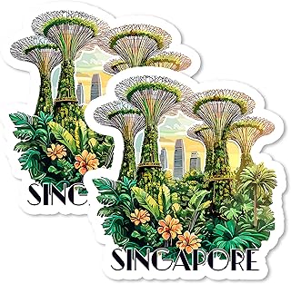 Singapore Magnet 4 Inch 2-Pack Country Asia – Strong Vinyl Decorative Travel Magnets for Fridge Locker Kitchen Office – Cute Fun Aesthetic Cool Durable & Long-Lasting Souvenir ID44999