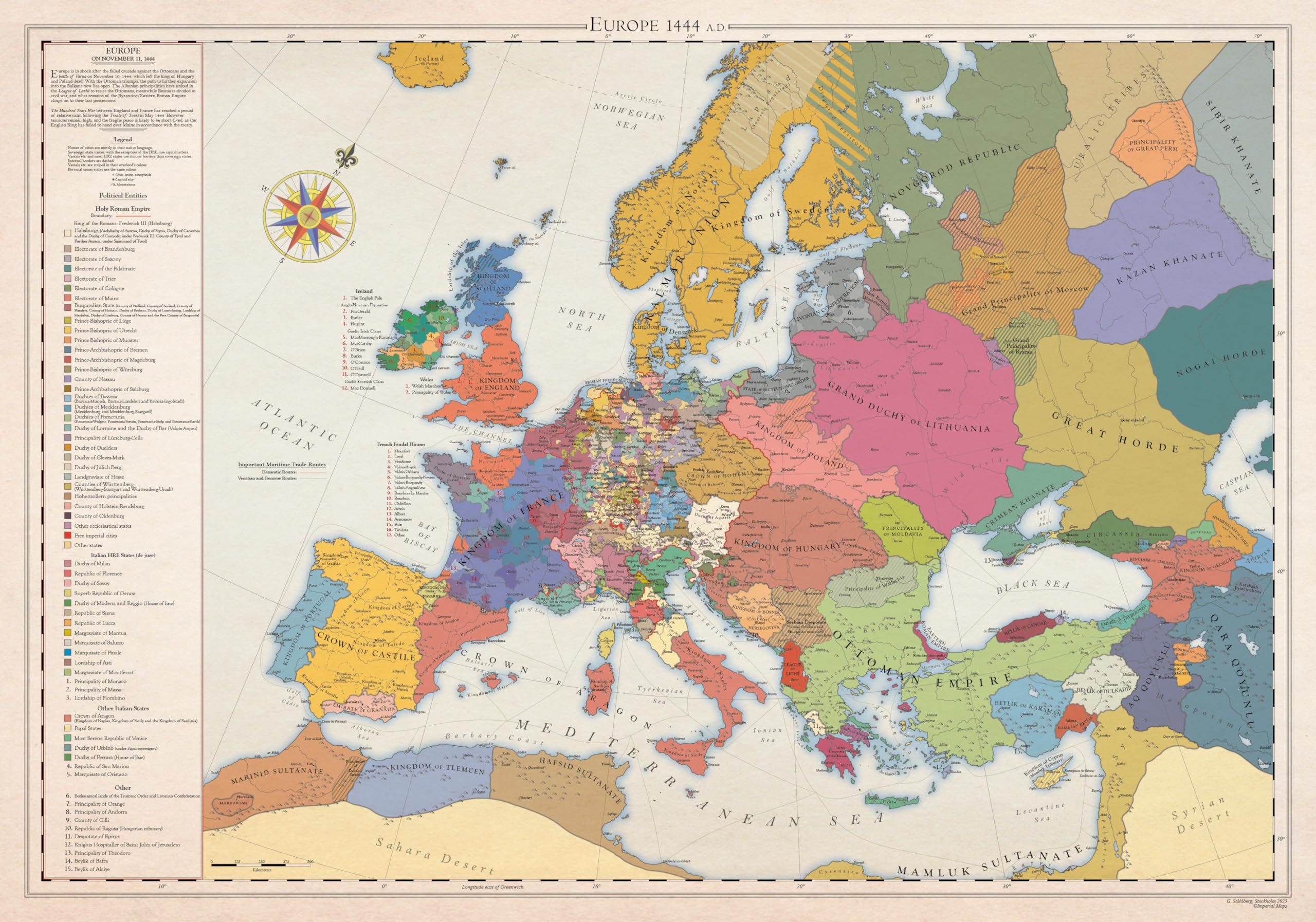 Europa 1444, Mapa Histórico (100x70cm)