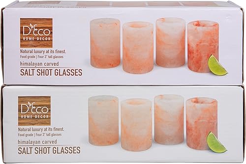 Miniatura 8 de Deco Himalayan Salt Shot Glasses (paquete de 8) - Juego de disparos de tequila de sal rosa totalmente natural tallados a mano de 3 pulgadas - Forma