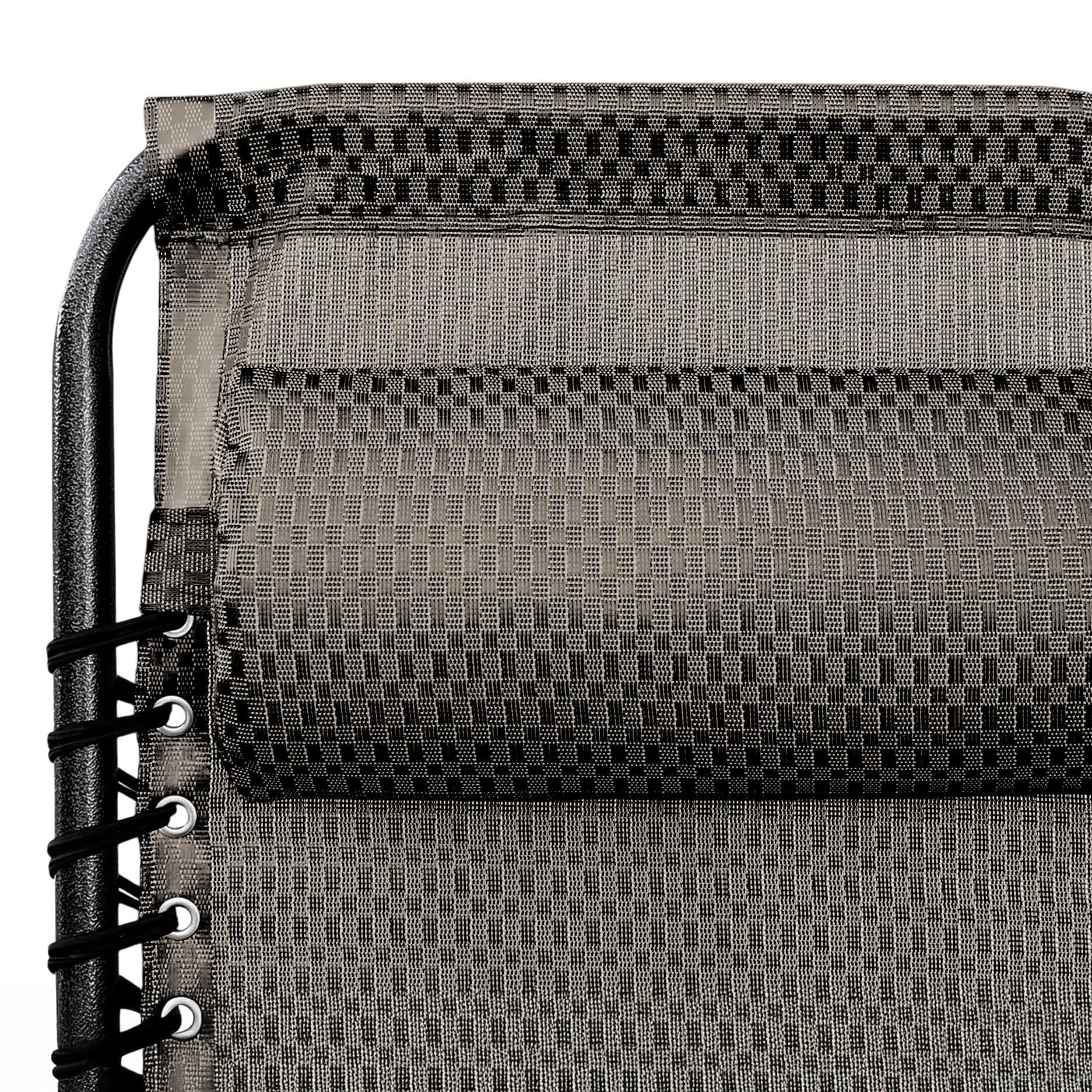 Spetebo Relaxsessel mit Kopfkissen aus Textil Gewebe 2er Set 178 x 51 cm - grau-braun - Gartenstuhl mit Verstellbarer Rückenlehne und Fußteil - Sonnenliege Hochlehner Gartenliege Liegestuhl klappbar