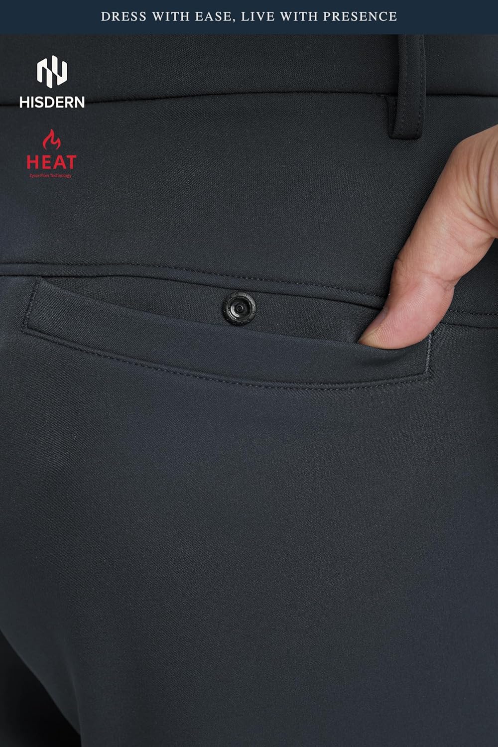 HISDERN Heat 701 Men's Thermal Golf Pants Stretch Fleece 30"/32" No Iron Comfy for Winter Business Casual with Pocket - Image 7