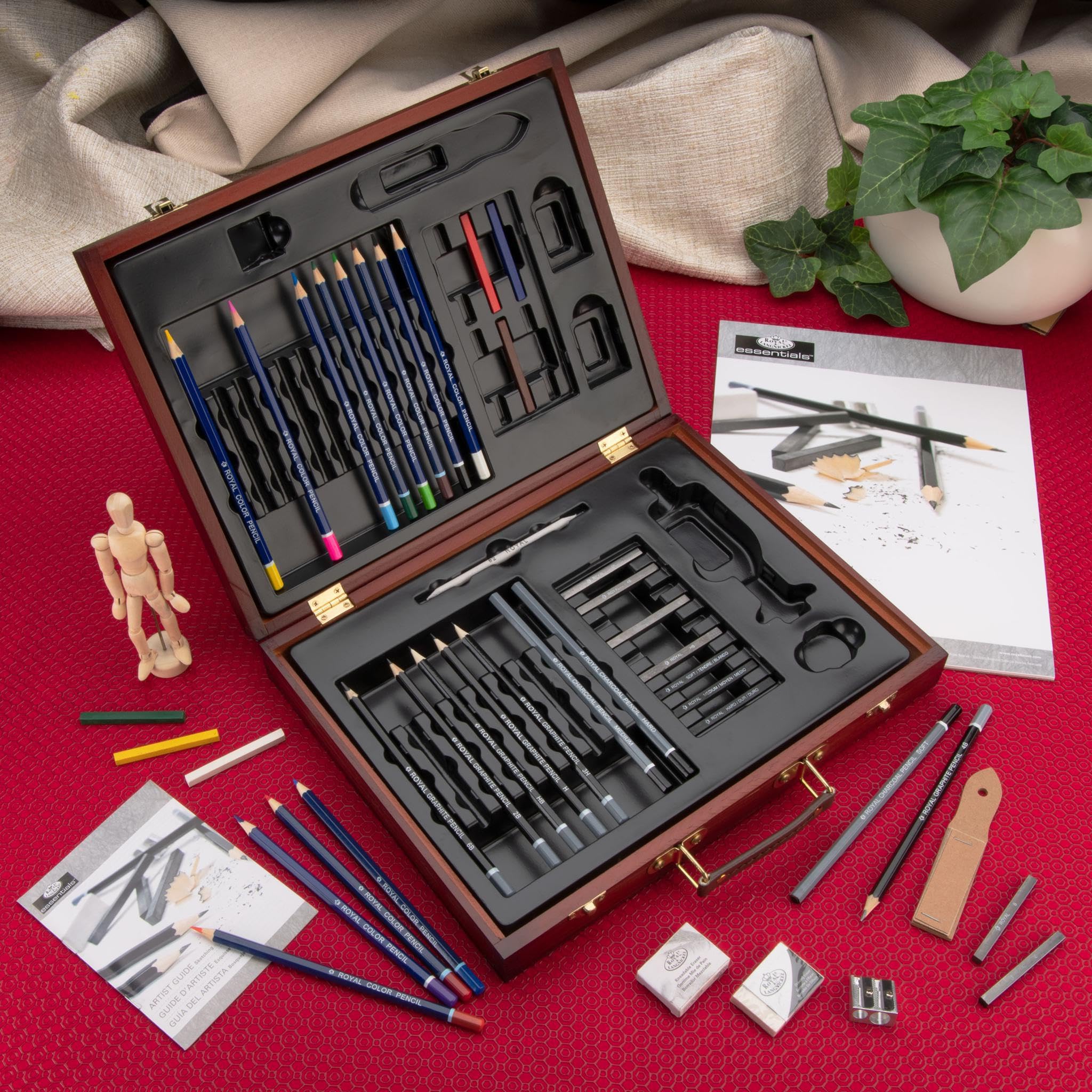 Royal & Langnickel Essentials 45 Stück Sketch & Draw Künstler Holz Box Art Set