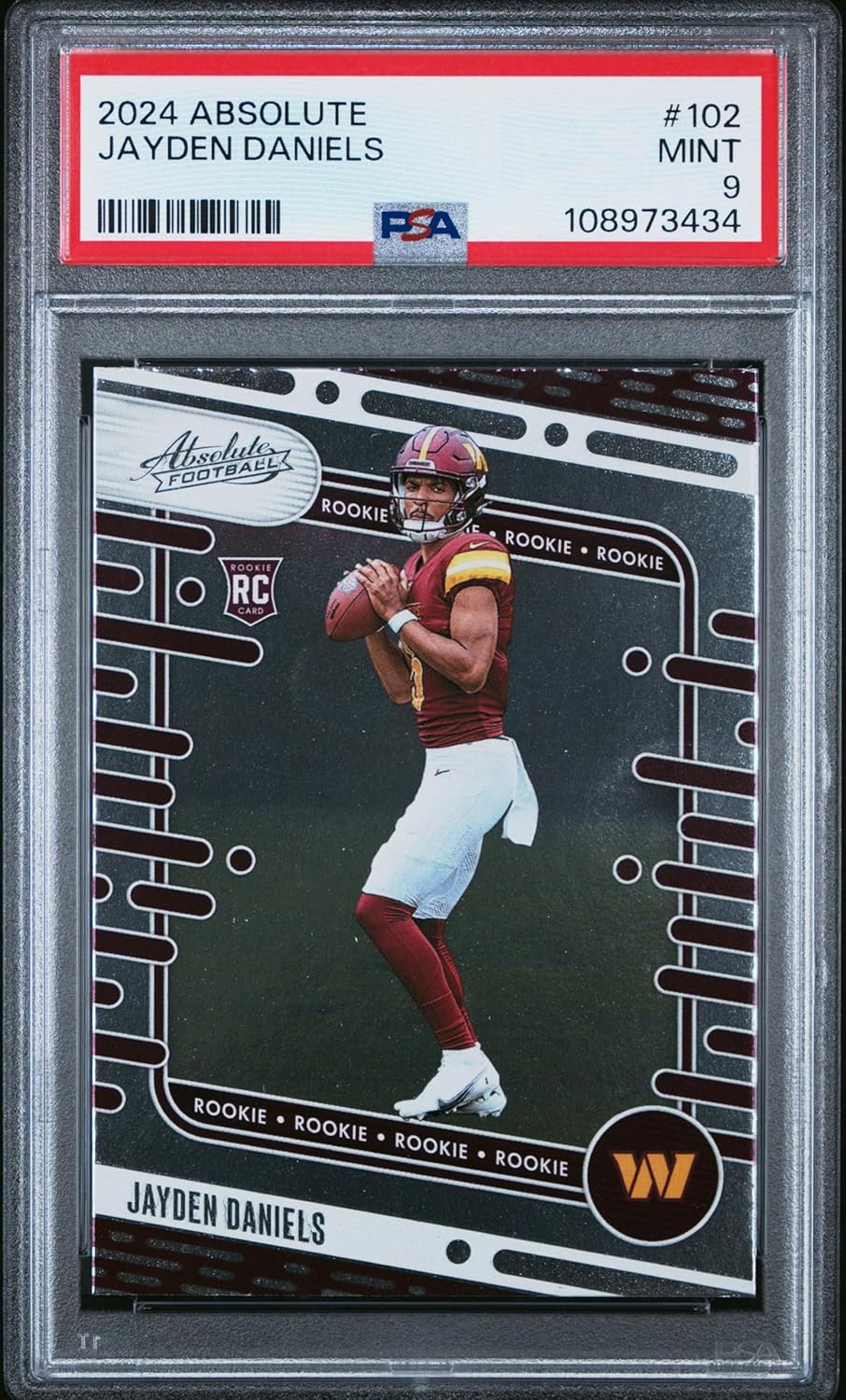 Graded 2024 Panini Absolute Jayden Daniels #ROOK Rookie RC Football Card PSA 9 Mint