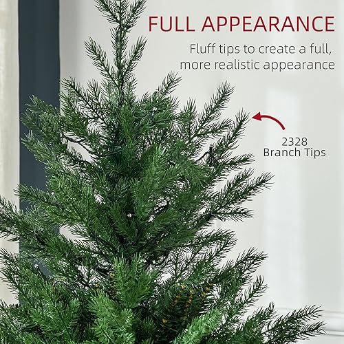 Miniatura 4 de HOMCOM Árbol de Navidad artificial preiluminado de 6 pies de alto con 2328 ramas, 400 luces LED blancas cálidas, apertura automática, 8 modos de luz