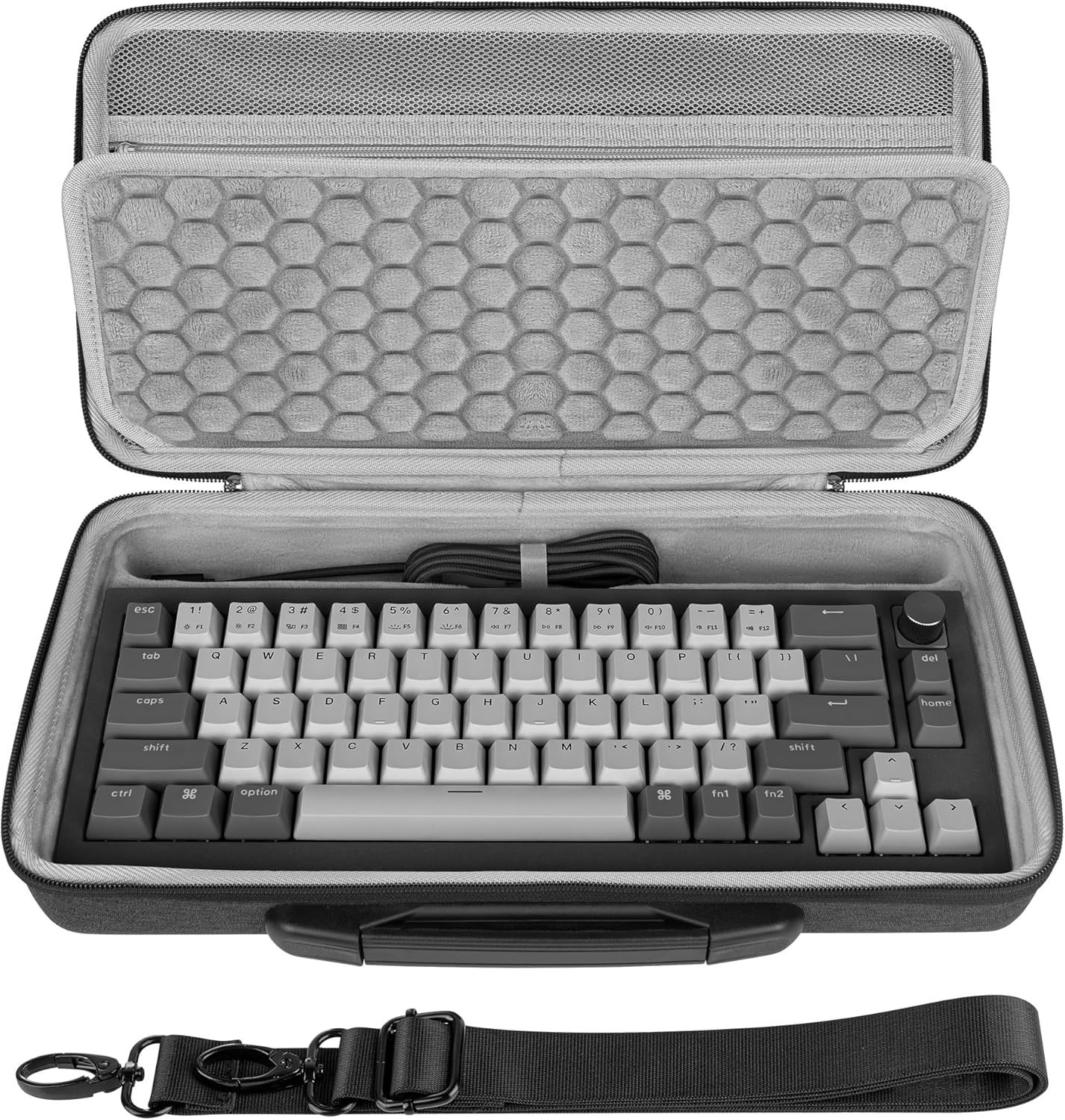 Geekria 65% Keyboard Hard Shell Case, Compatible with Razer Huntsman V3 Pro Mini, ASUS ROG Falchion Ace HFX 65%, Keychron Q2/ Q2 Pro/ V2, Travel Carrying Bag for 68 Keys Keyboard (Dark Gray)