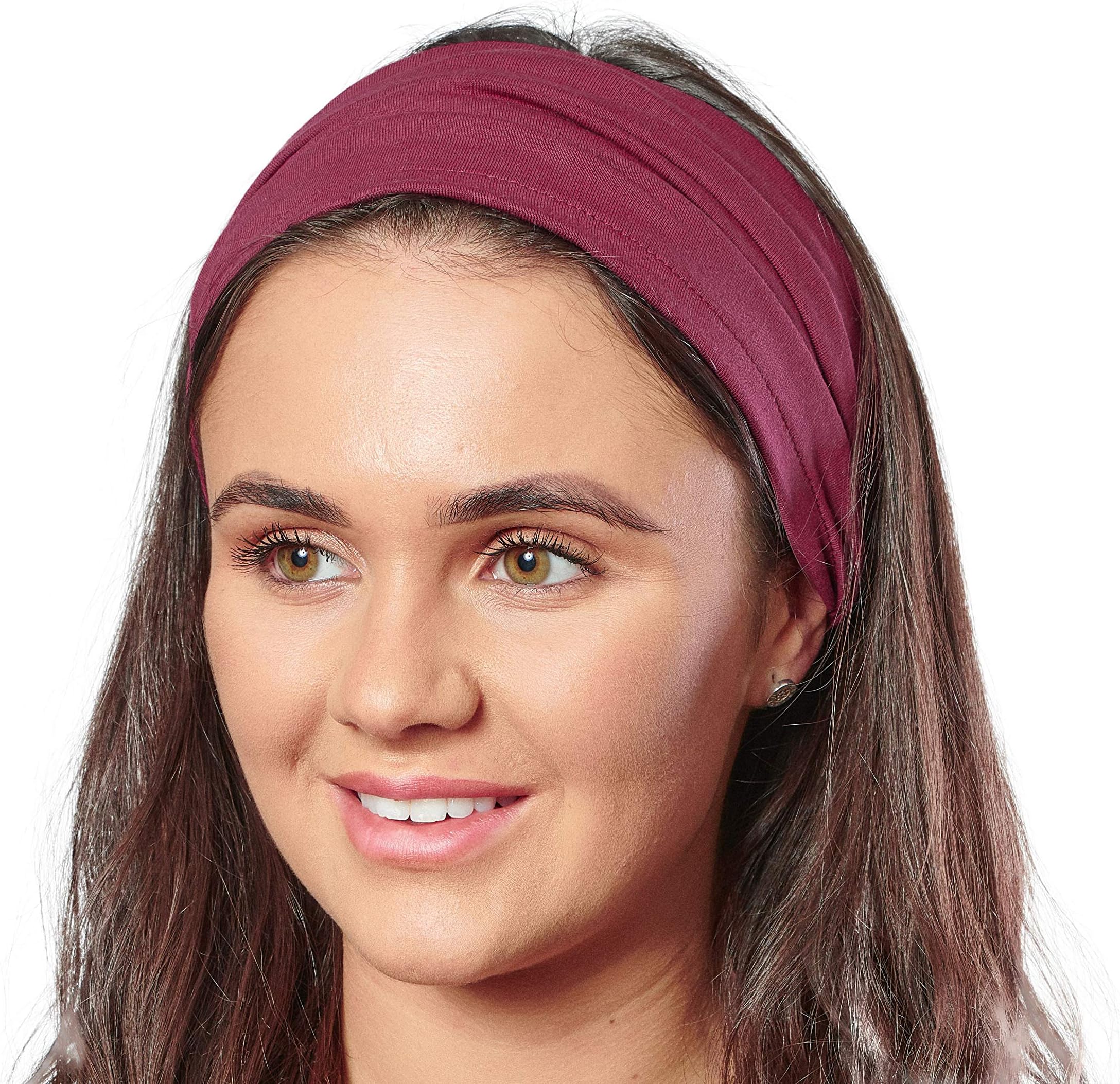 Antonia York Burgundy Headband for Women Wide Cotton Jersey Bandana