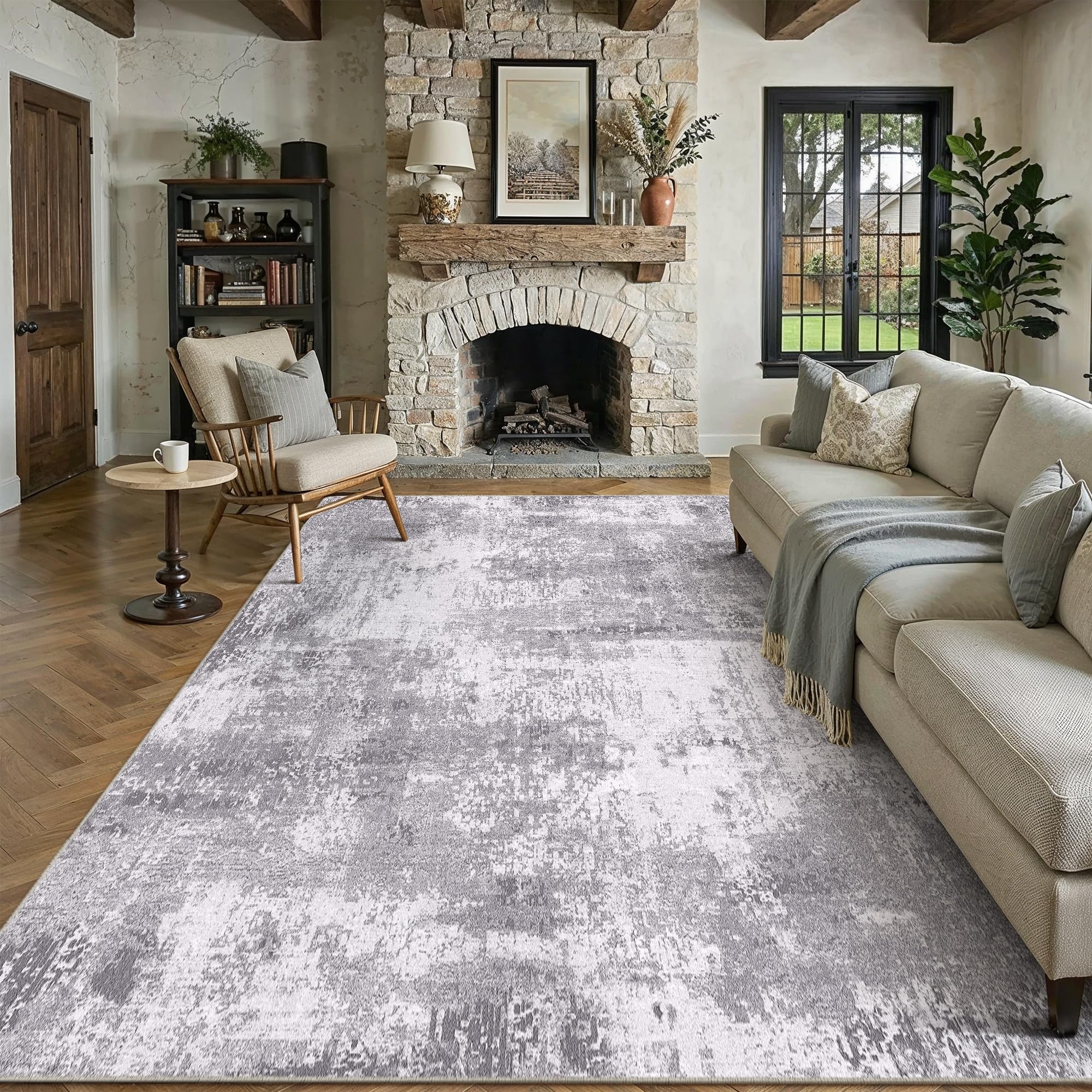 PureCozy Rugs Living Room 200x300cm Grey Washable Area Rug — image 1