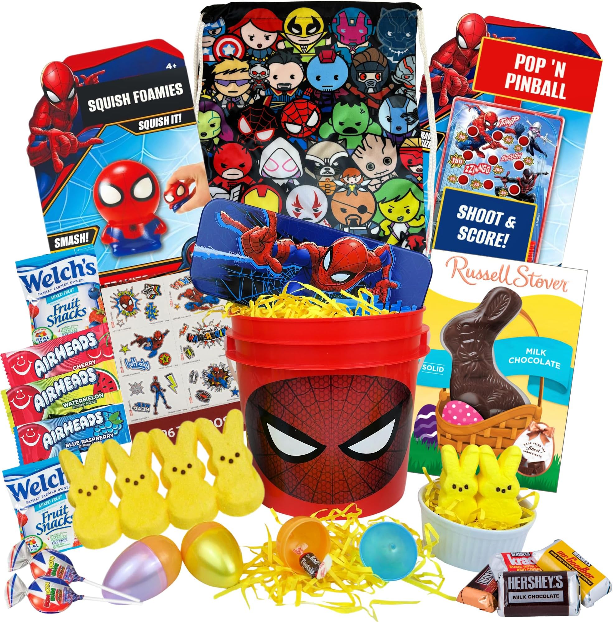 Superhero Easter Gift Basket For Kids, Boys, Girls - Already Filled With Chocolate, Candy, Eggs, Prefilled Easter Care Package