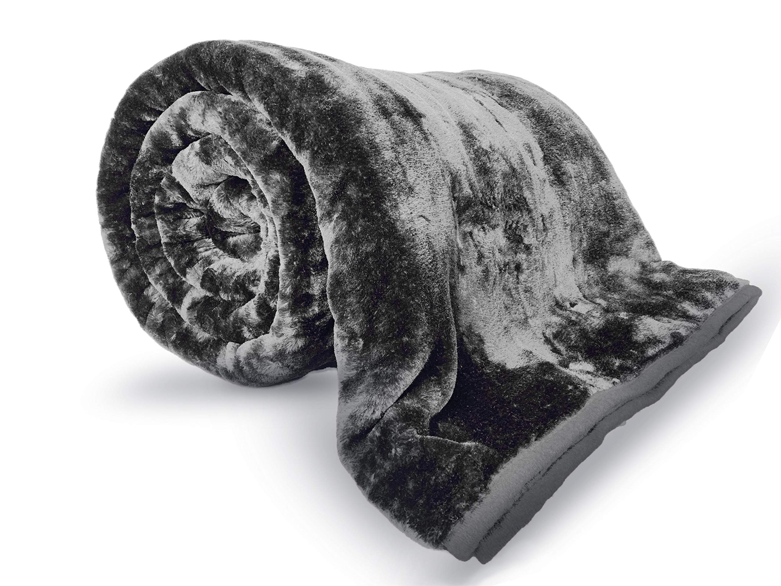 Pagnanno. Faux Fur Mink Throw Fluffy Warmth Bed Throws Flannel Fleece Blanket,(1CharcoalKing 200X240Cm) from B&Q