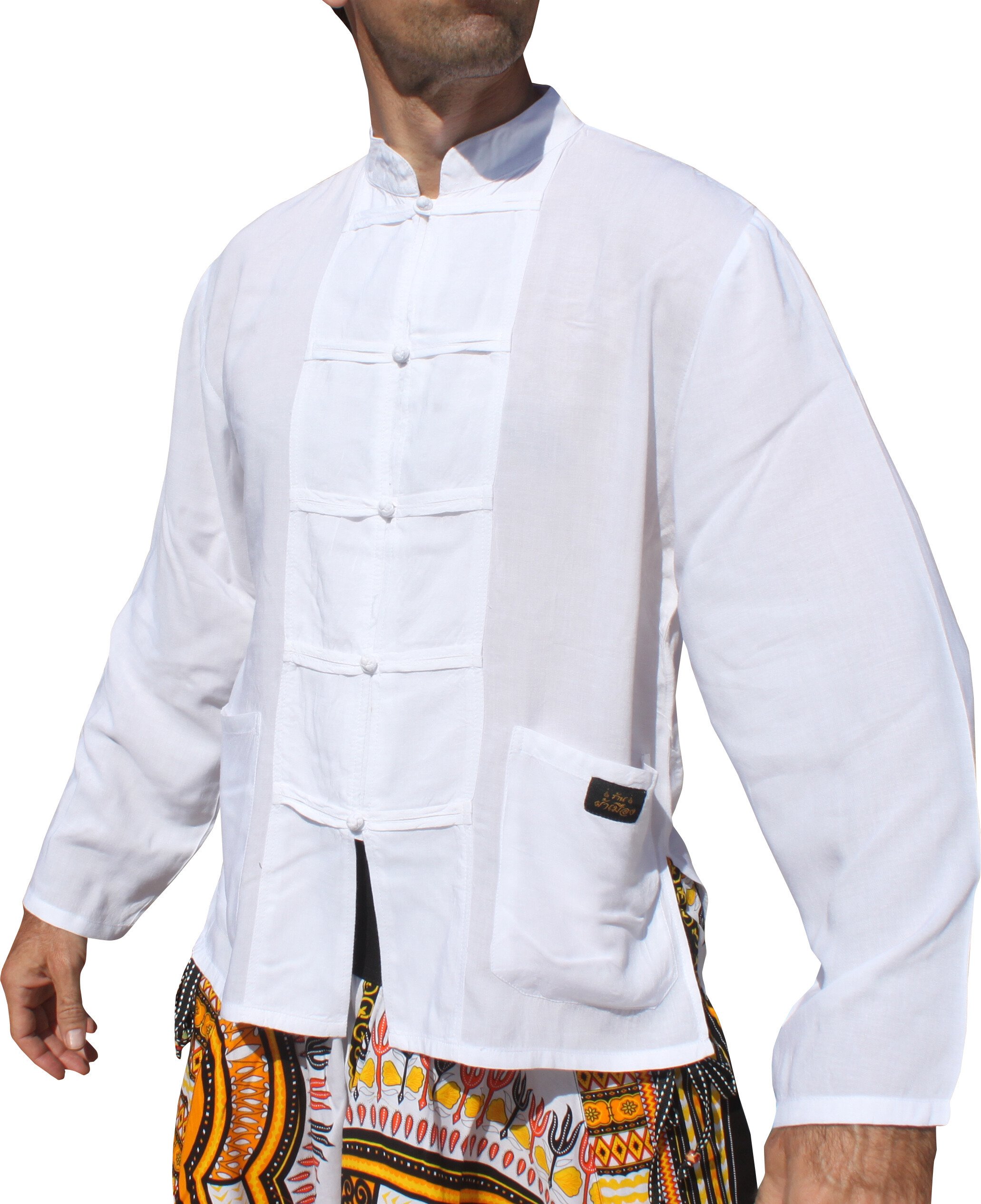 raanpahmuang Brand Light Rayon Shirt Thai Made Long Sleeve Chinese Button-picture-17