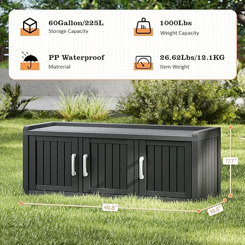 Miniatura 2 de NUNU LAB Gabinete de zapatos de resina, resistente al agua, con estantes ajustables, banco de almacenamiento de entrada con asiento, banco de