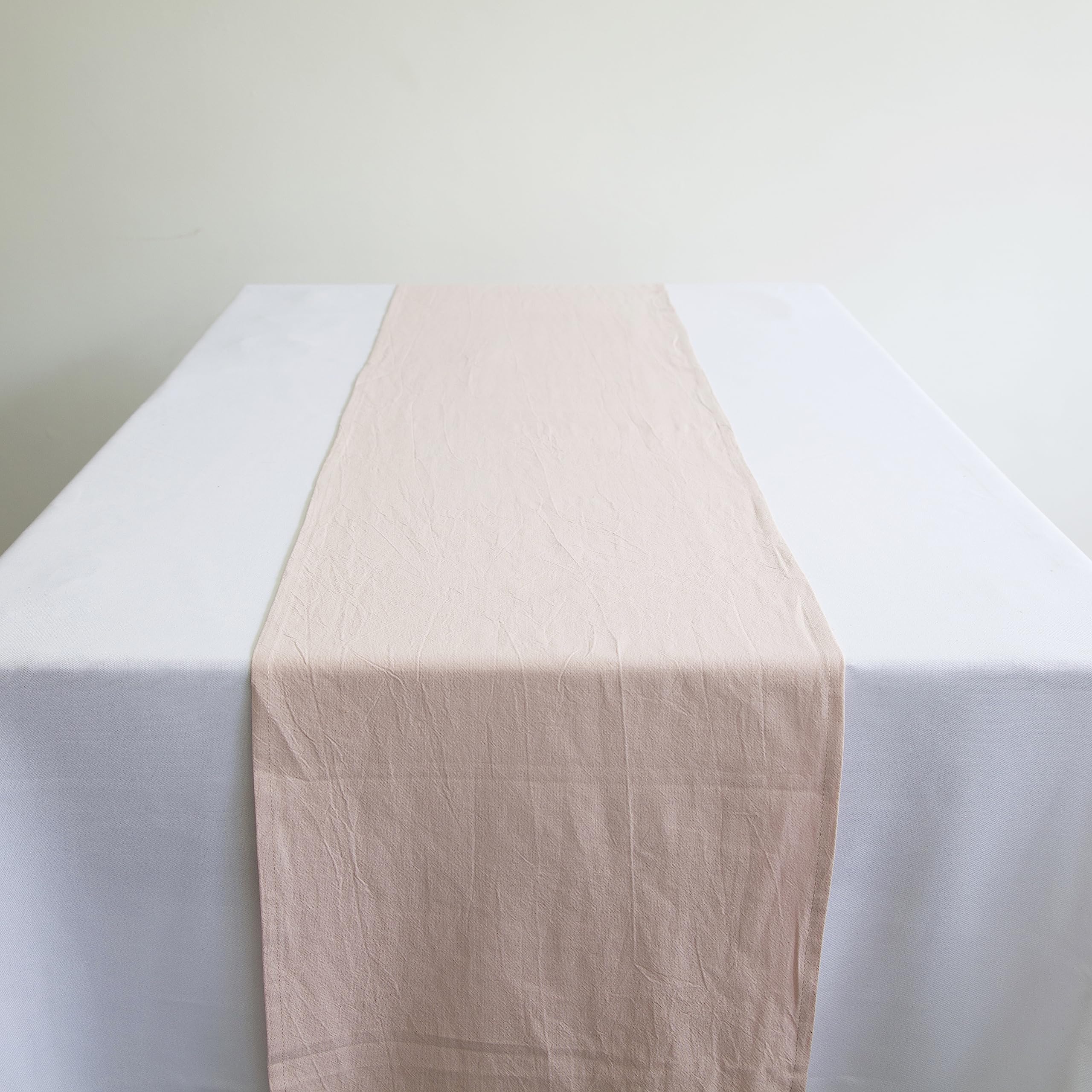 Decor Essentials Pale Pink Linen Stonewash Table Runners Cloths Wedding Decorative Tableware Settings Events (Pale Pink)