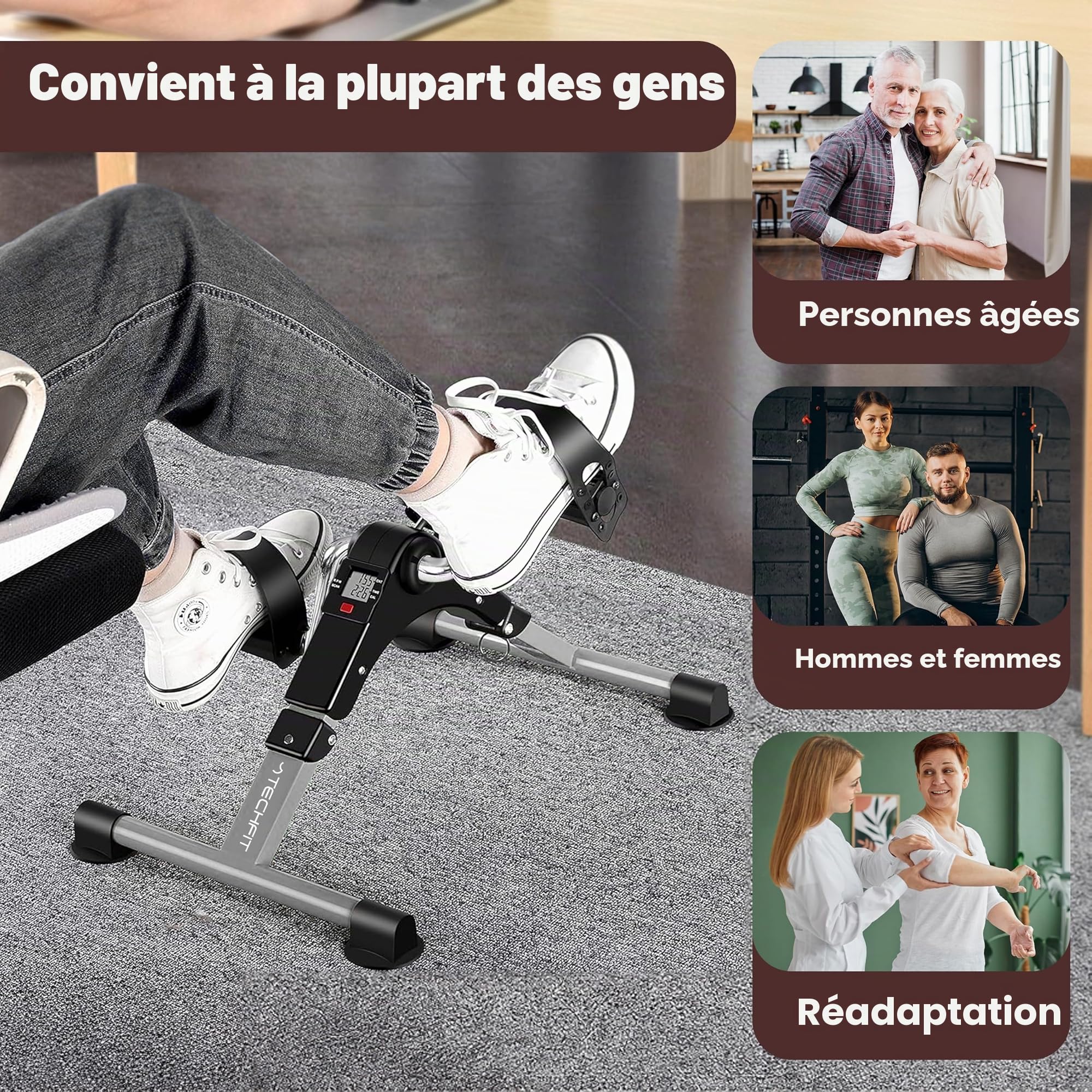 Techfit Mini Vélo d'appartement Formateur pour Bras et Jambes
