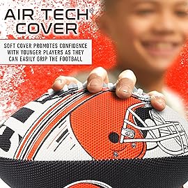 Franklin Sports NFL Cleveland Browns Football - Youth Mini Football - 8.5 Junior Size Ball - SPACELACE Easy Grip Texture- Perfect for Kids