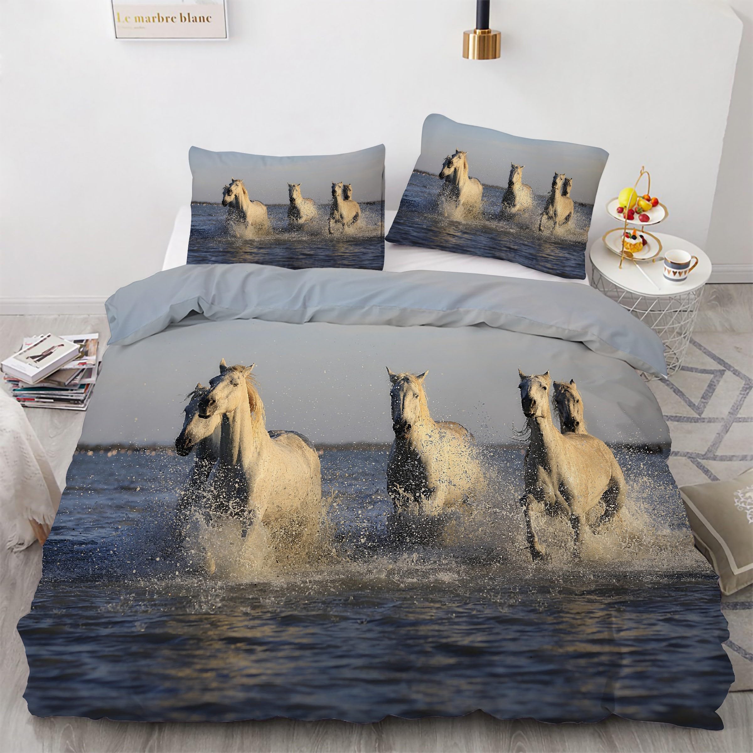Housse de couette 220x240 zippée fini la couette qui glisse avec ce modèle cheval mongol