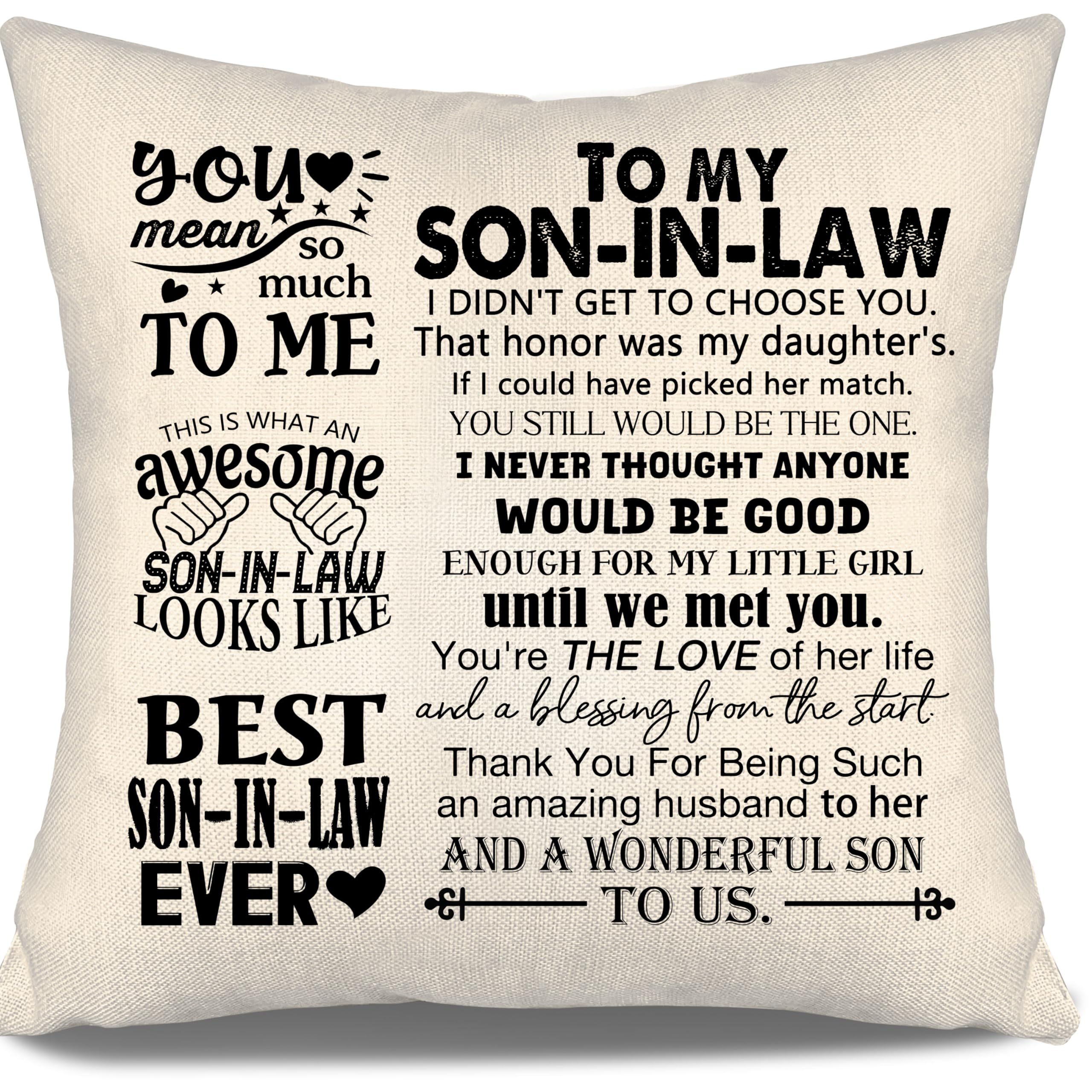 Aosumin Son In Law Cushion Covers Ideas Gift for Son In Law from Mother In Law Father In Law Birthday Graduation (son in law)