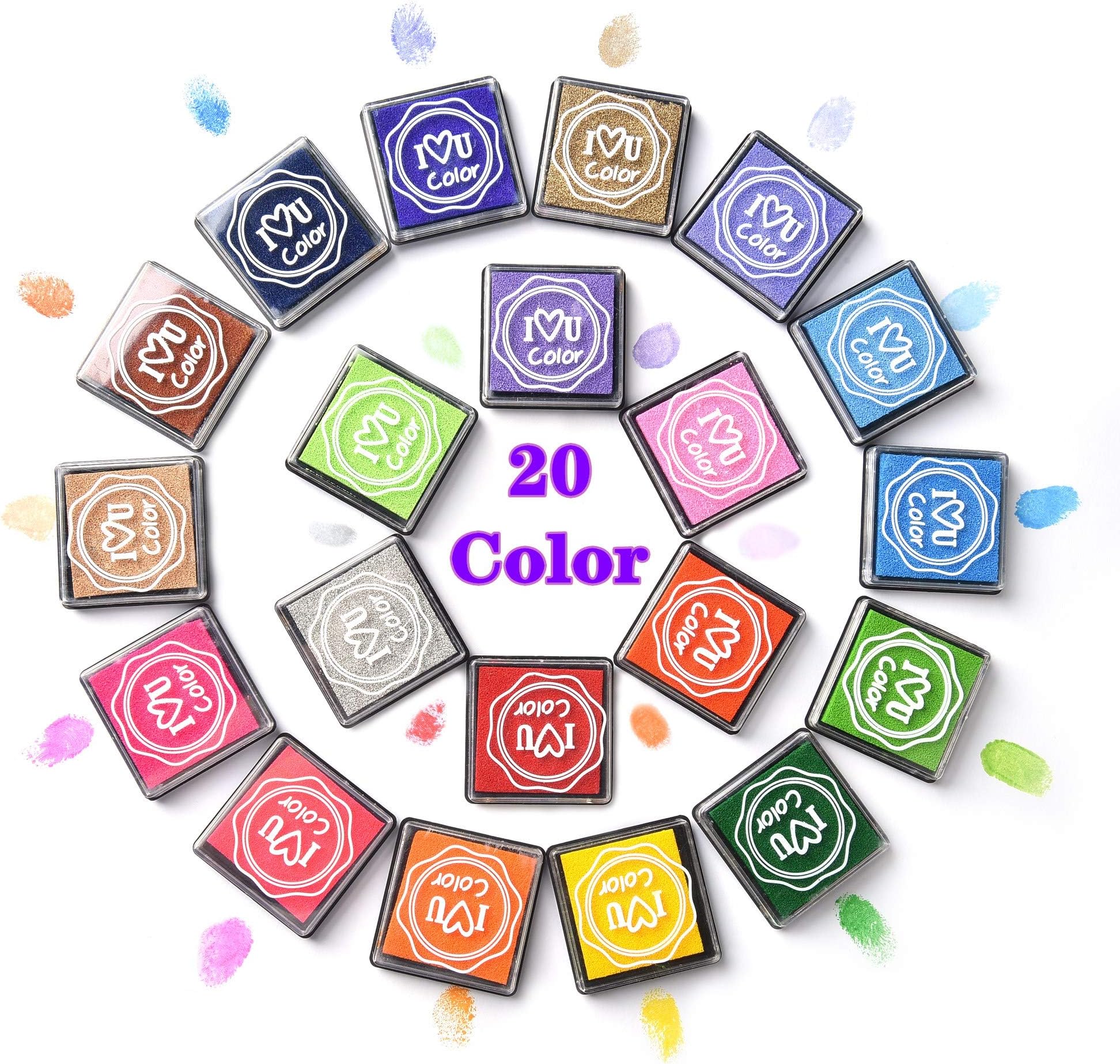 moinkerin 20 Color Ink Pad Ink Stamp Pad Finger Ink Pad for Card Making ...