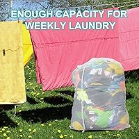 Vista 4 de Bolsas de lavandería de malla resistente de 24 x 36 pulgadas con cierre de cordón, paquete de 3, color negro