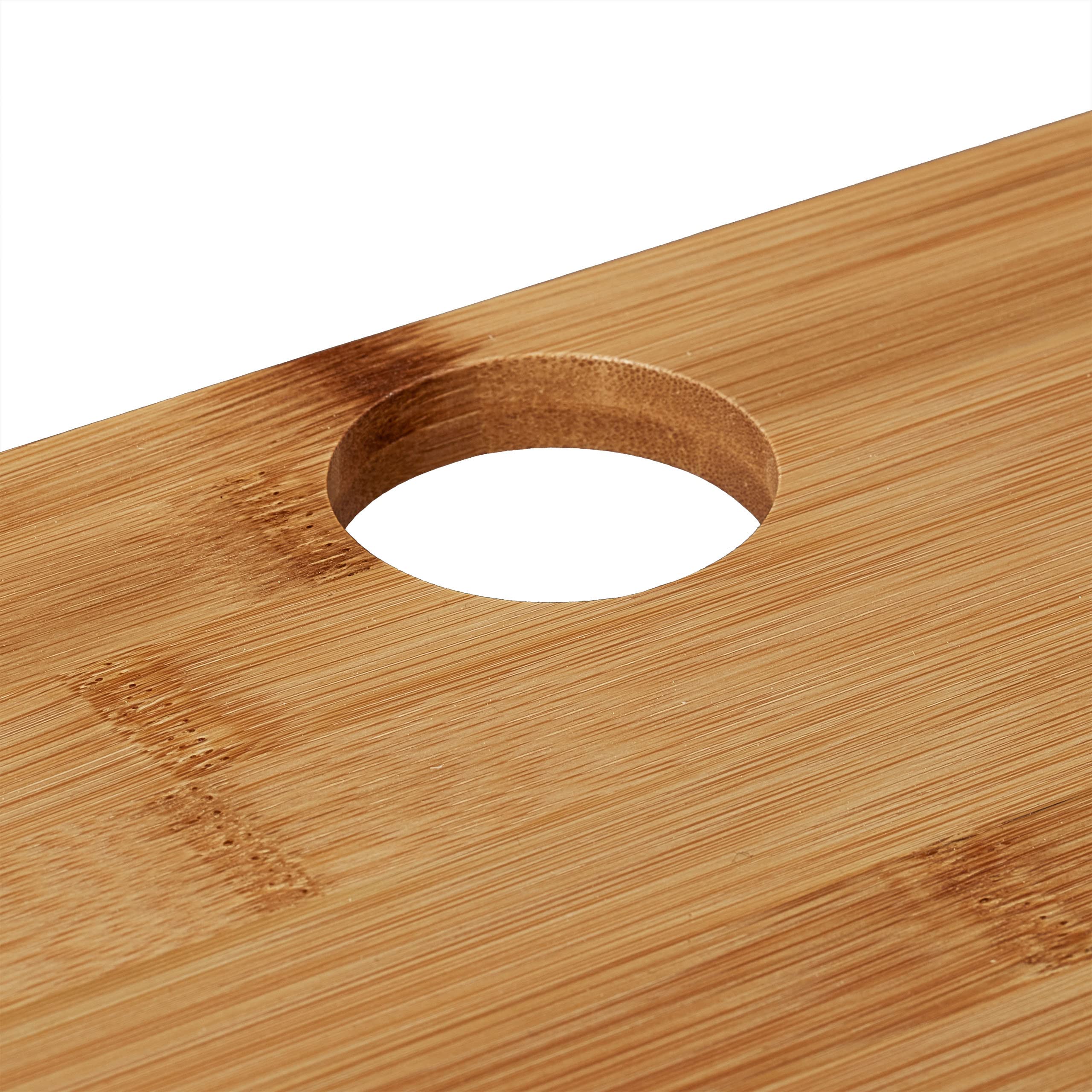 Relaxdays Support d'écran PC en Bambou 2 tiroirs Rehausseur Ordinateur 13x54x23 cm Naturel