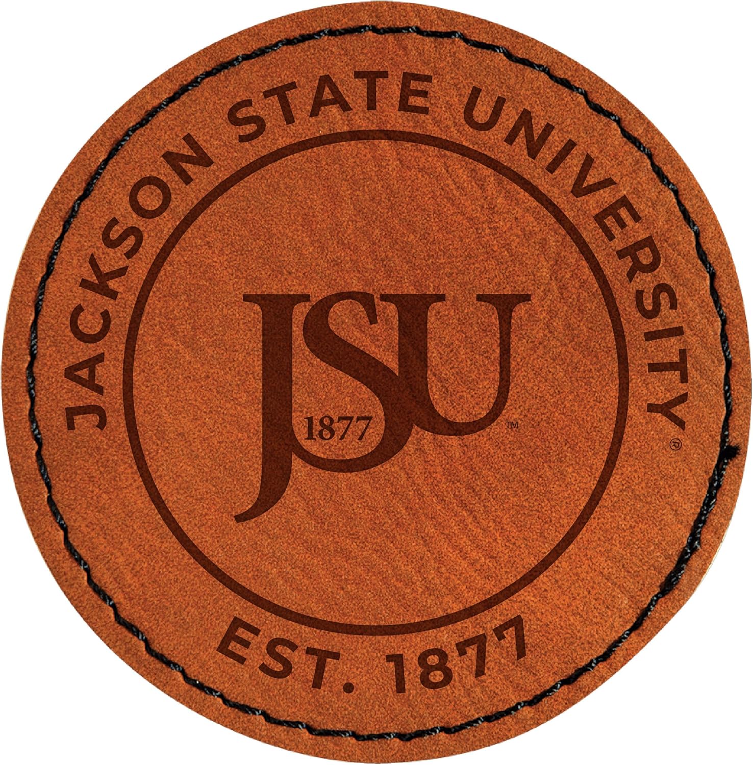 Jackson State University Officially Licensed Circular Leatherette Patch - Iron-On with Adhesive Back 4-Pack