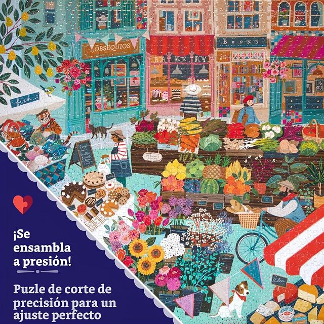 Foto 4 de 8 de eeBoo English Green Market 1000 Piezas de Cartón Reciclado Rompecabezas Colorido en El Mercado…