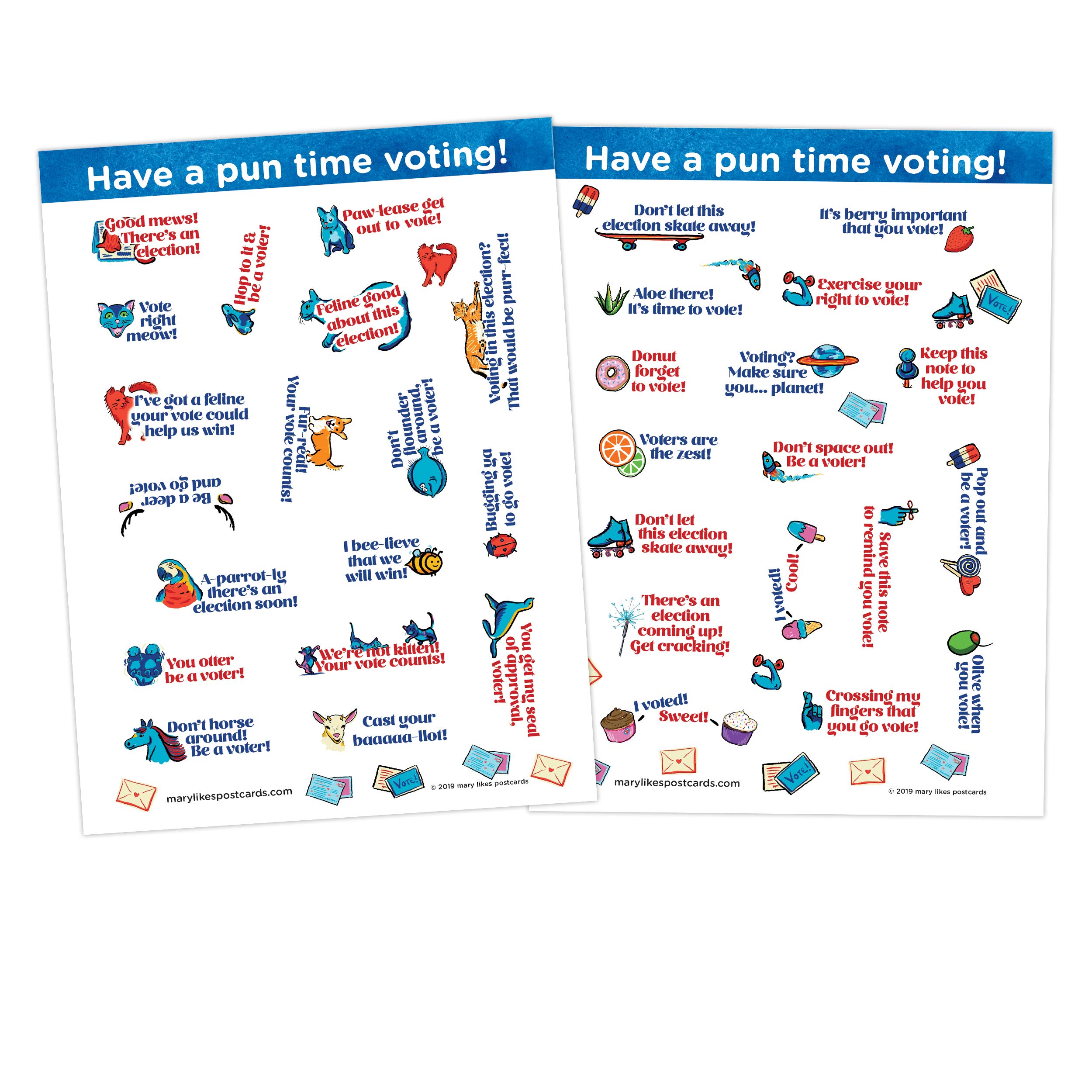 Have a Pun time Voting! 10 Sheets of Political Stickers with Lots of Election Puns, Perfect for Your Postcards, Writing to Your reps or Getting Out The Vote