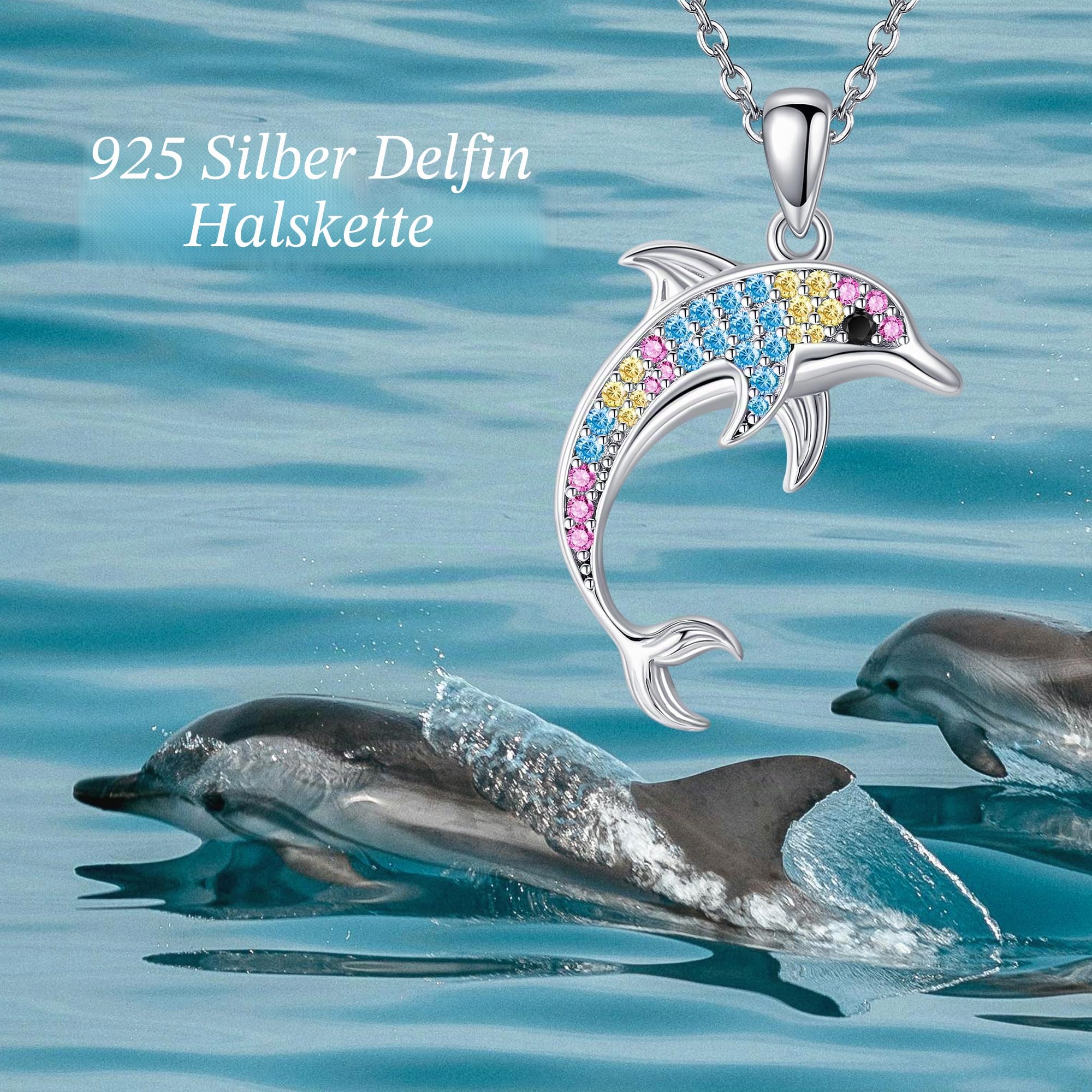URONE 925 Sterling Silber Ozean Kette Seepferdchen/Hai/Delphin/Octopus Anhänger Halskette Schmuck Geschenke für Damen Herren