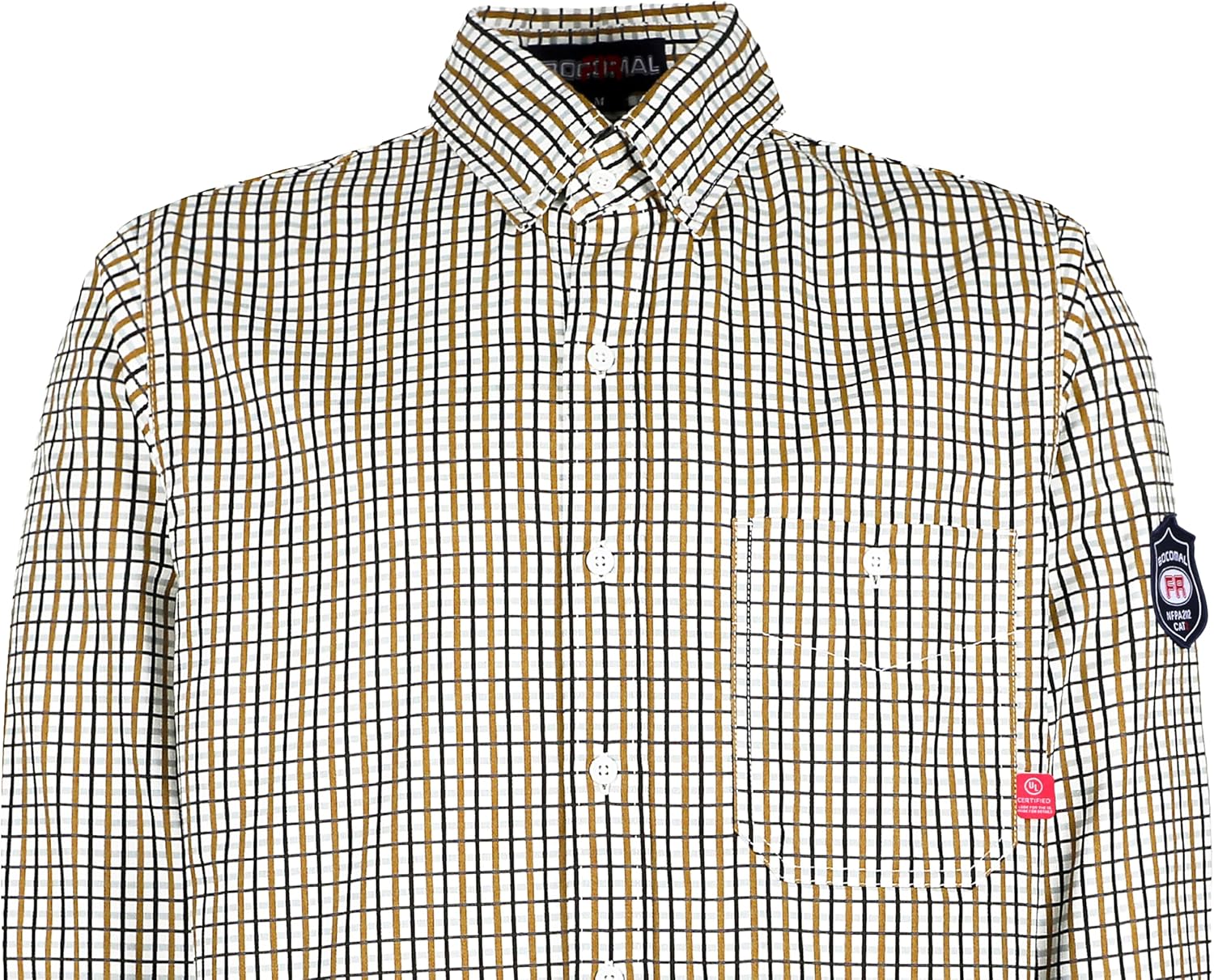 BOCOMAL FR Shirts for Men Printed Plaid Flame Resistant Clothing 6.5oz Cotton Button Up Welding Shirts NFPA2112 CAT2 - Image 4