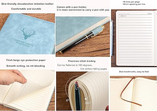 Miniatura 6 de Ailifly Cuaderno de diario de 360 páginas con patrón de cabeza de ciervo grueso, tapa dura, cubierta de piel sintética sintética, diario de