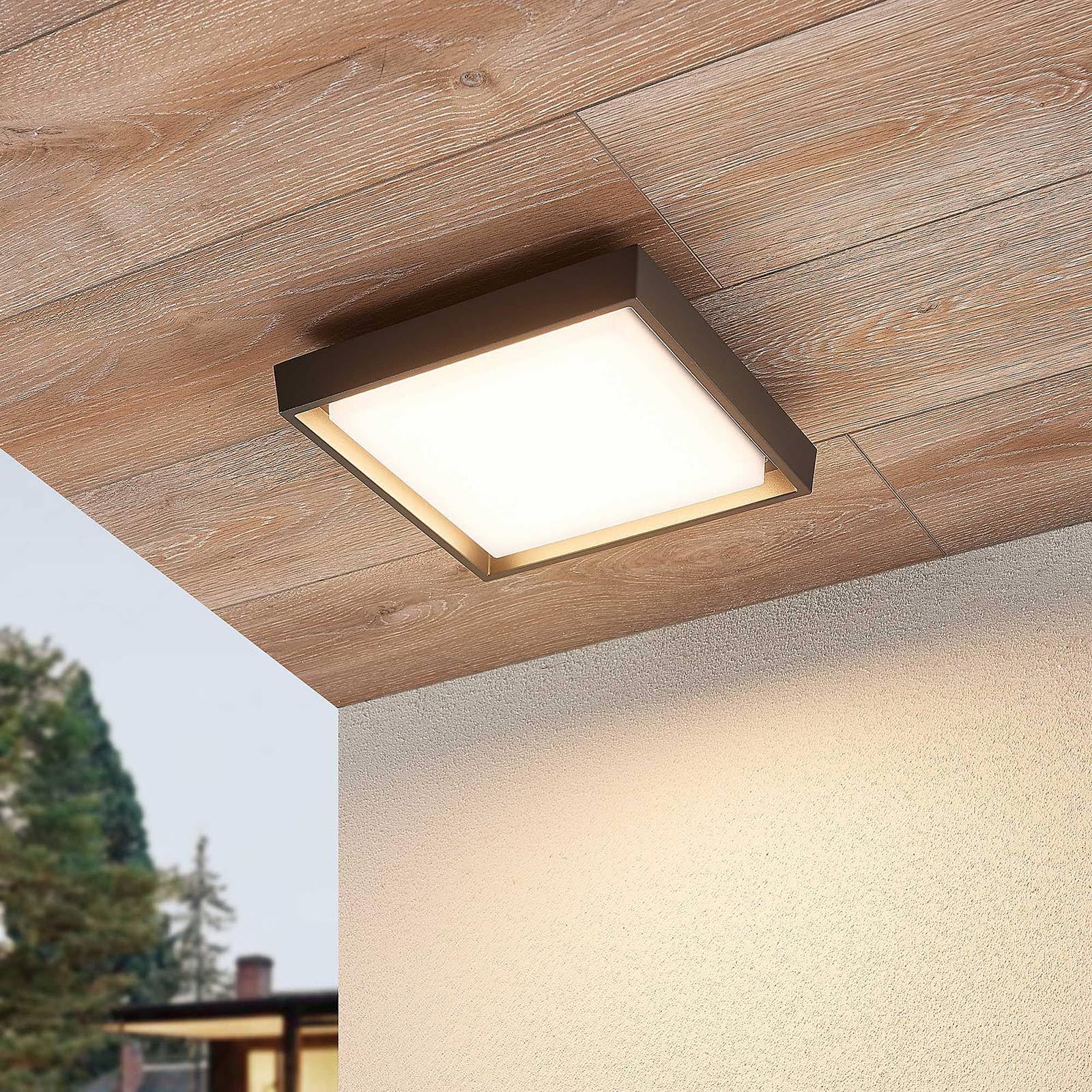 Lucande Plafoniere LED (Moderno) colore Grigio, in Alluminio lampadina inclusa lampada da esterni per giardino terrazzo balcone e casa plafoniera