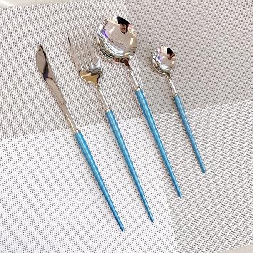 Silverware Set with Steak Knives for 4, ZILNEHZ 16 Piece Stainless Steel Flatware Cutlery Set, Knives and Forks and Spoons Sets,Mirror Polish and Dishwasher Safe