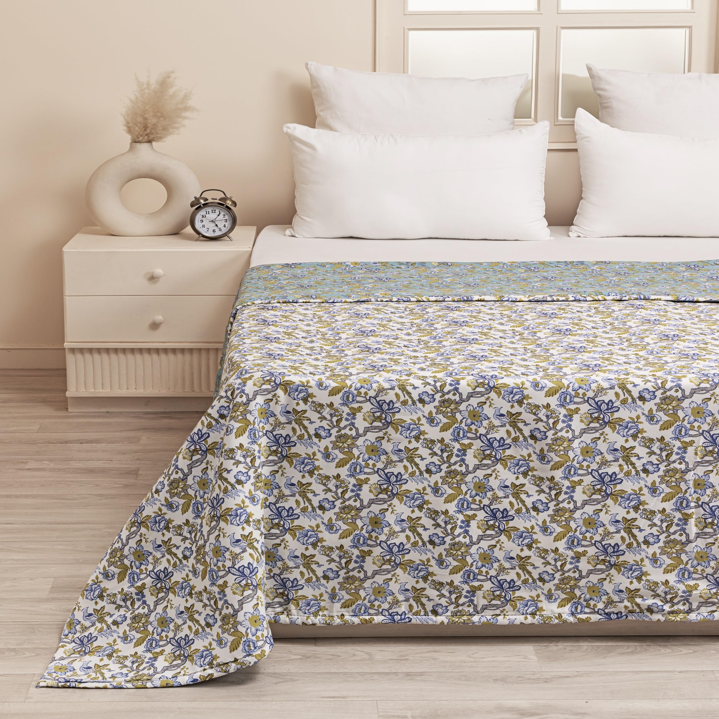 HOMEMONDE Cotton Dohar Single Bed 54x84 Inch Breathable Soft AC Comforters, Printed All Season Blankets - (White & Aqua Green, 137 x 213 CM) (B0D6BQ4WTJ) Amazon Price History, Amazon Price Tracker