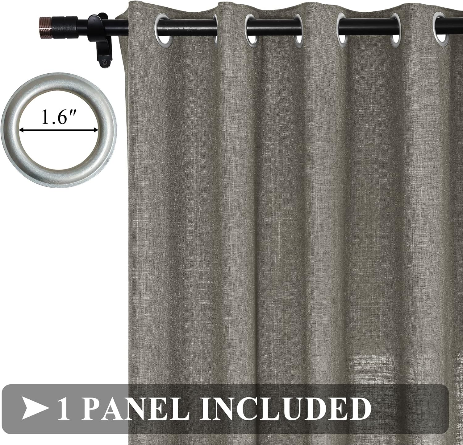 Fcosie 84" Wx84 L Room Darkening Curtains for Bedroom Linen Drapes Light Filtering Curtains 84 Inches Long Energy Efficient Grommet Window Treatments for Dining Room Laundry Room, 1 Panel, Moon Rock
