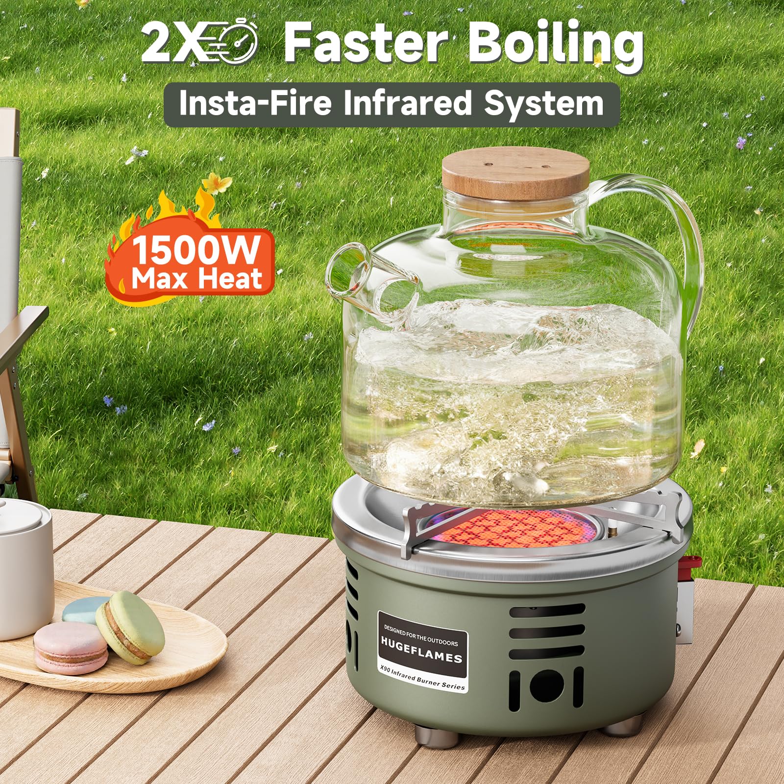 Estufa portátil de camping, estufa de gas infrarroja, pequeña estufa de propano, potentes quemadores de gas para cocinar al aire libre, senderismo, picnic, barbacoa