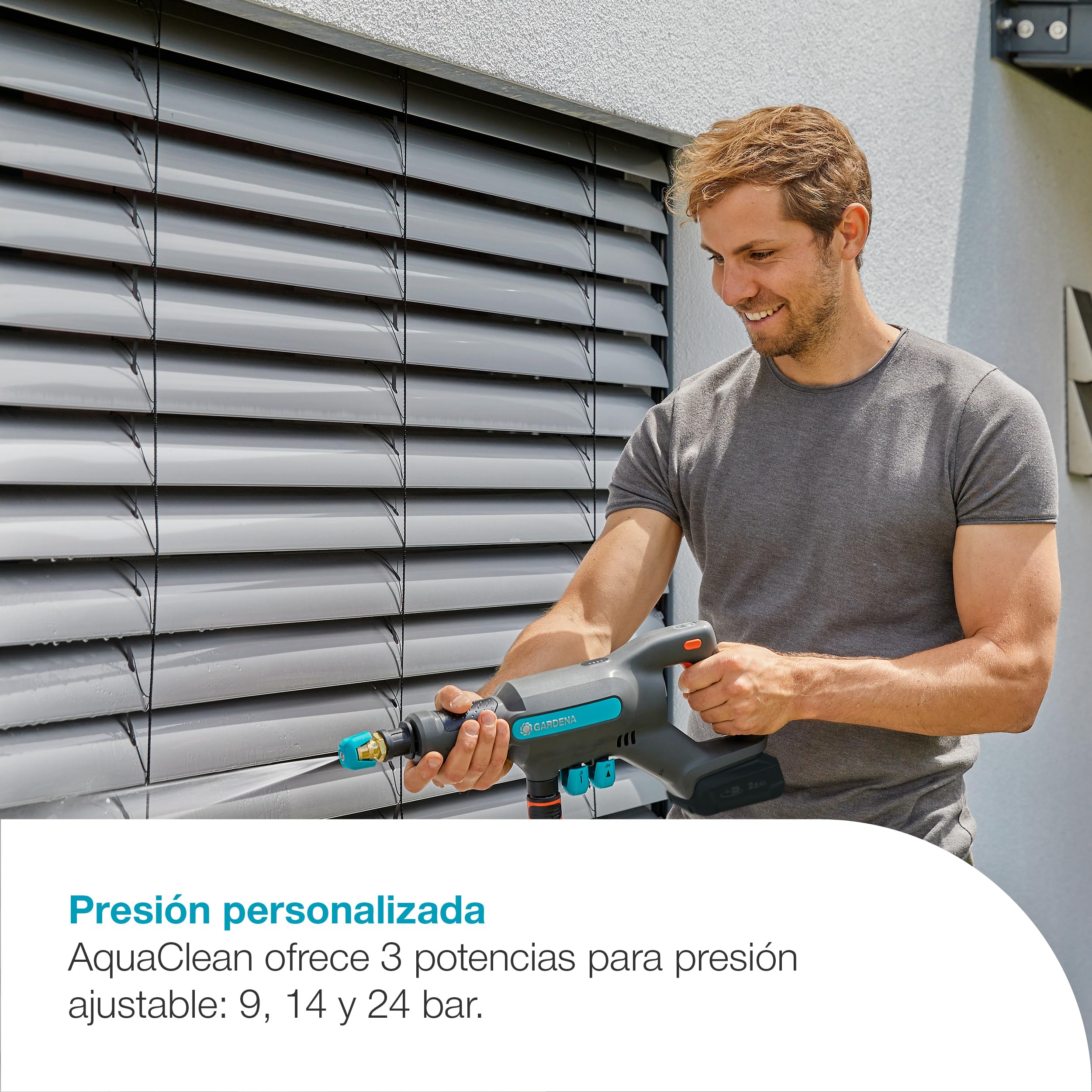 Gardena Hidrolimpiadora a presión media AquaClean 24/18V P4A Premium Set: Accesorios adicionales, Presión de agua ajustable, Accesorios de tobera, 3 modos de limpieza, Sin cable (14800-31)