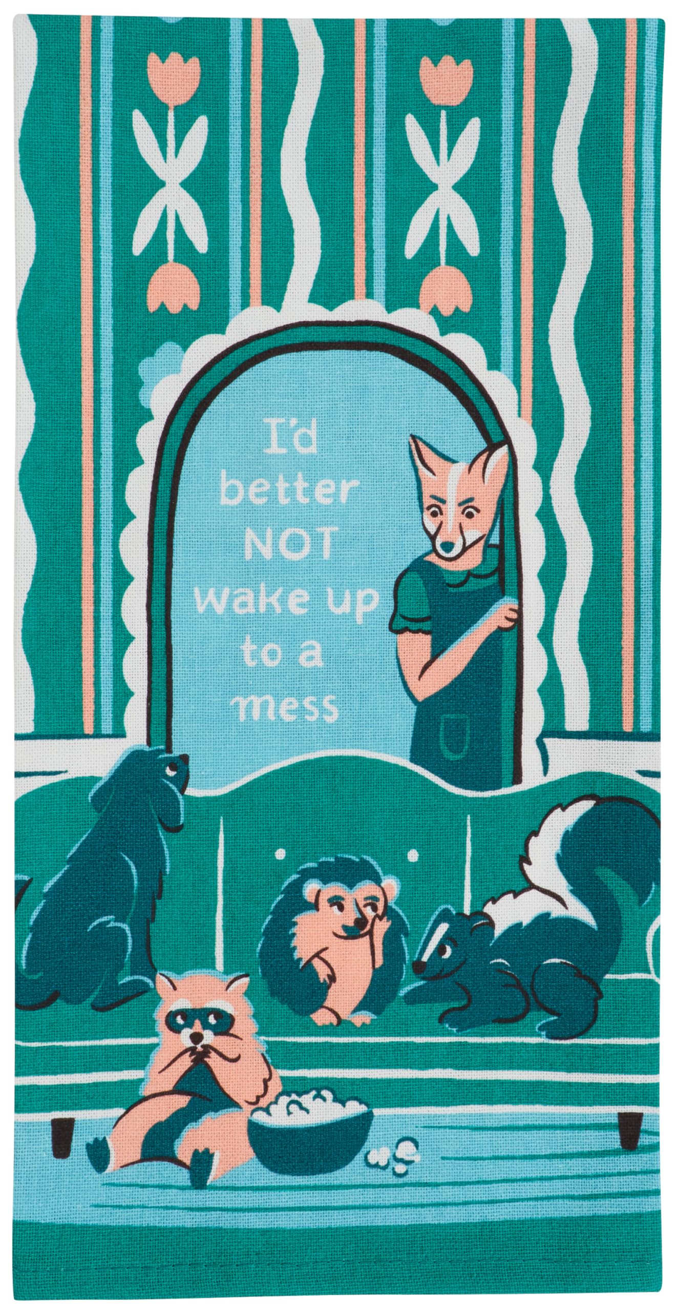 Blue Q I'd Better Not Wake Up to a Mess Dish Towel - Funny Kitchen Towels, 100% Cotton, Durable, Soft & Super Absorbent, Machine Washable, Screen-Printed, Vibrant Colors, Gift Ideas, Size 28" x 21" - dish cloths and dish towels | Mubboo