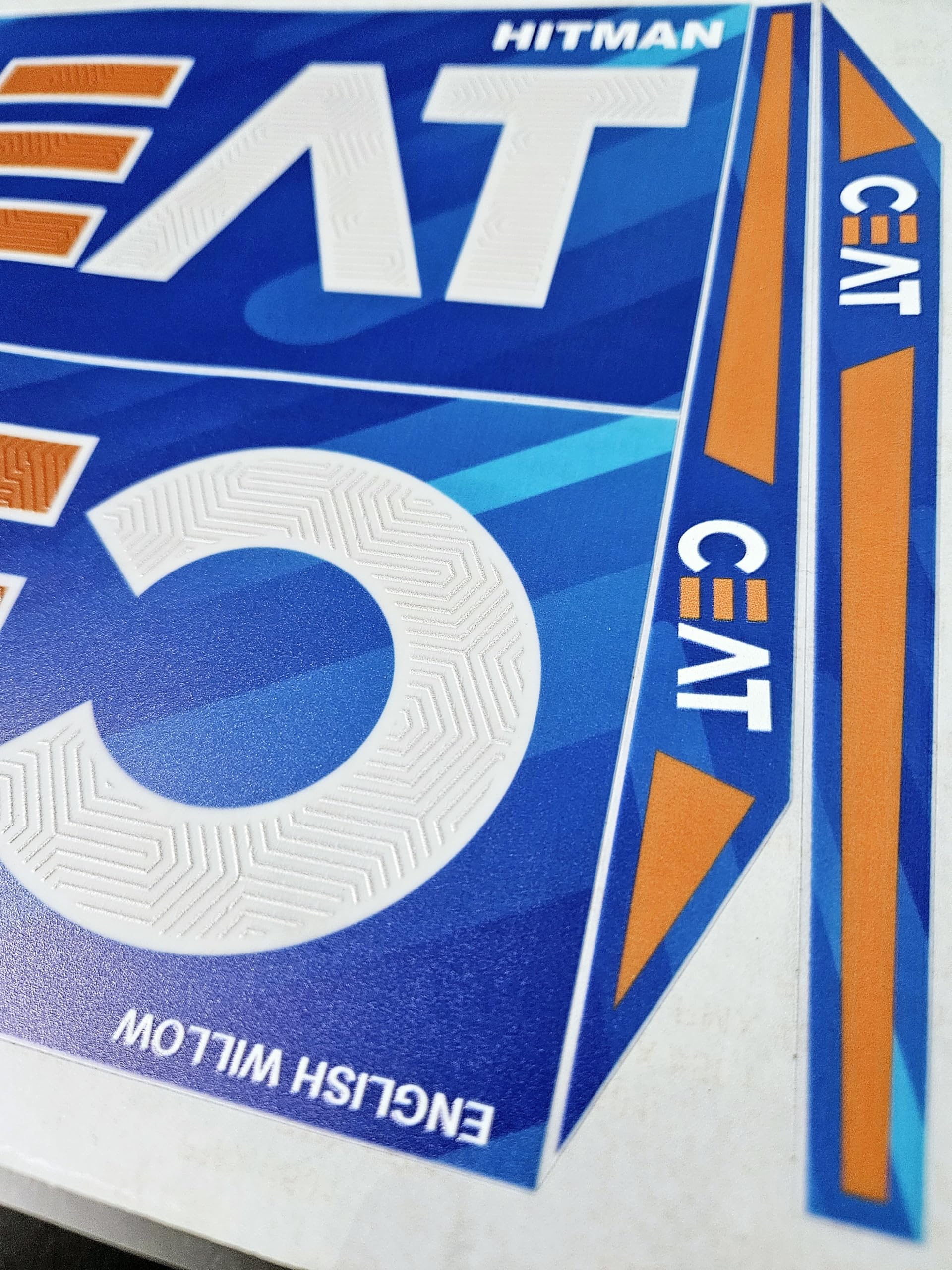 AYN Adesivo per mazza da cricket 4D digitale in rilievo inglese in fibra di salice, accessori sportivi, CEAT Rohit Sharma blu