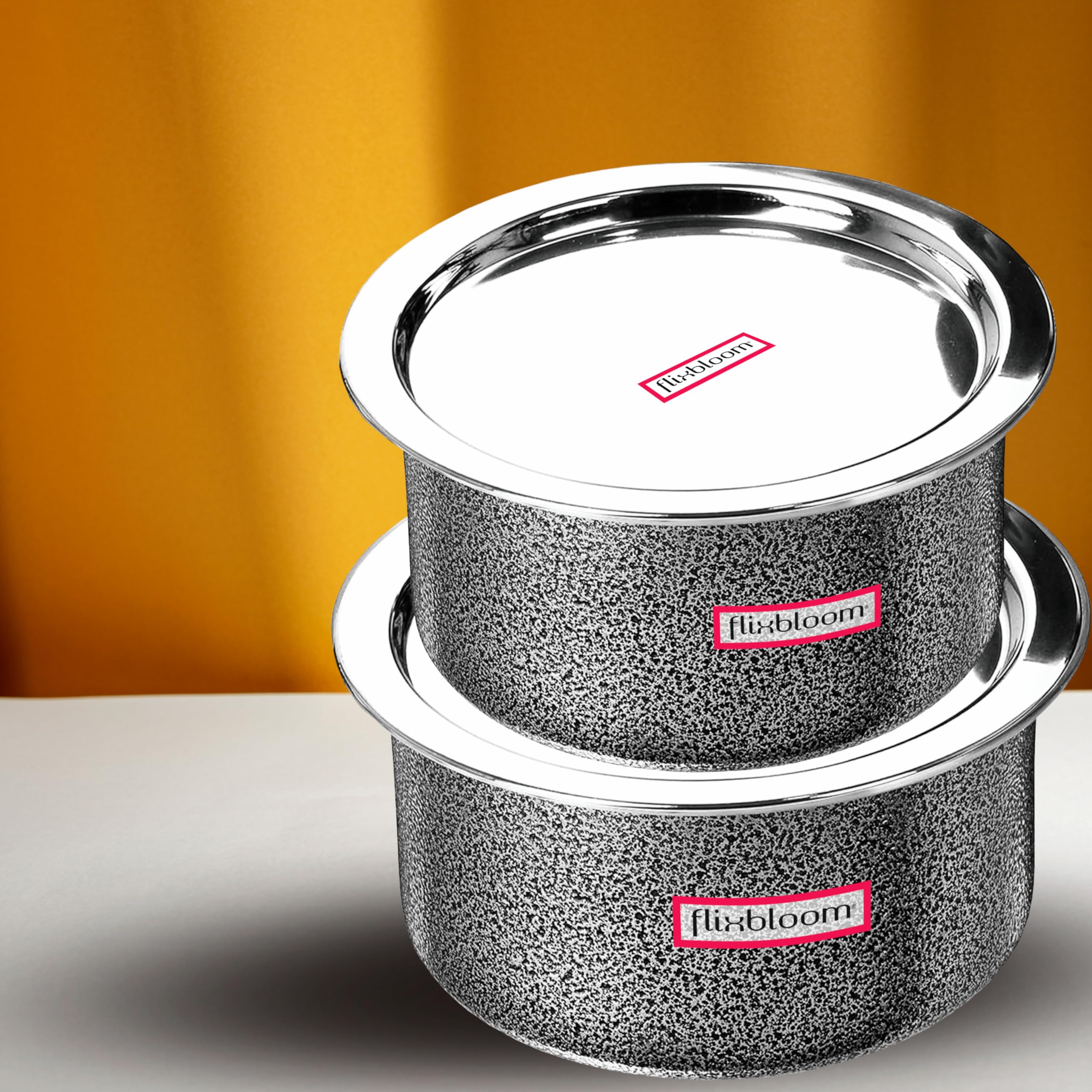 Flixbloom Select Hard Anodised Tope with Lid, 3L+4L Induction Base Bottom/LPG Friendly Kitchen Cookware Sets Container Utensil Tope/Handi/Bhagona/Patila | Cook & Serve Pot (Gift Pack)