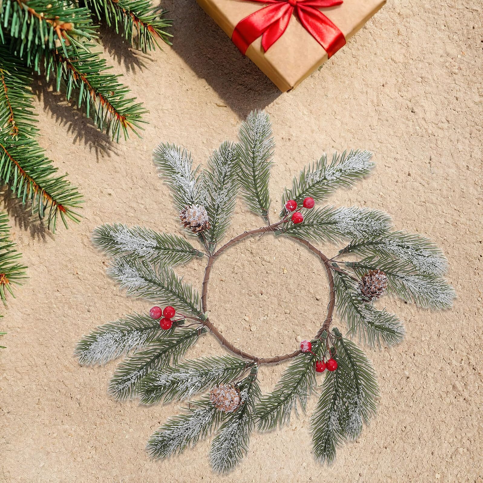 4piezas Guirnalda de Decoración Navideña Guirnalda de Velas Navideñas para Centro de Mesa Soporte para Velas de Pilar Navideñas para Decoración de Ventana y Cocina